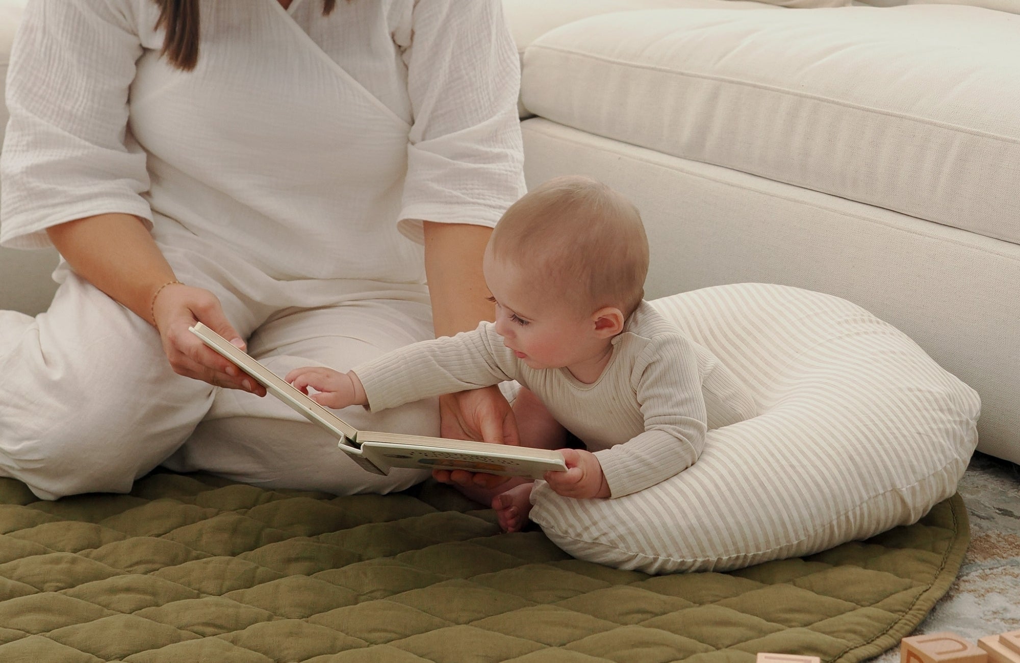 Natural Striped Nursing Pillow