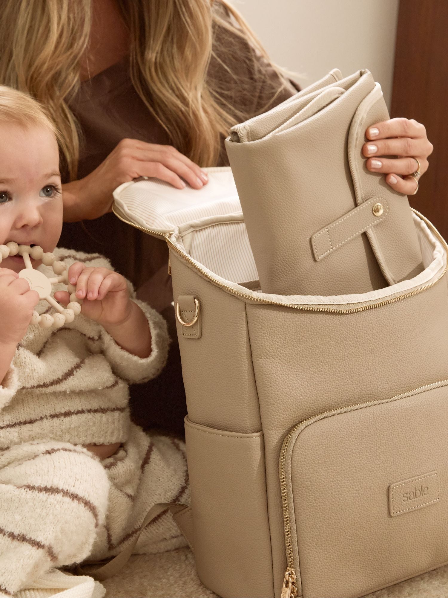 Ultimate Nappy Backpack Bundle - Taupe Vegan Leather
