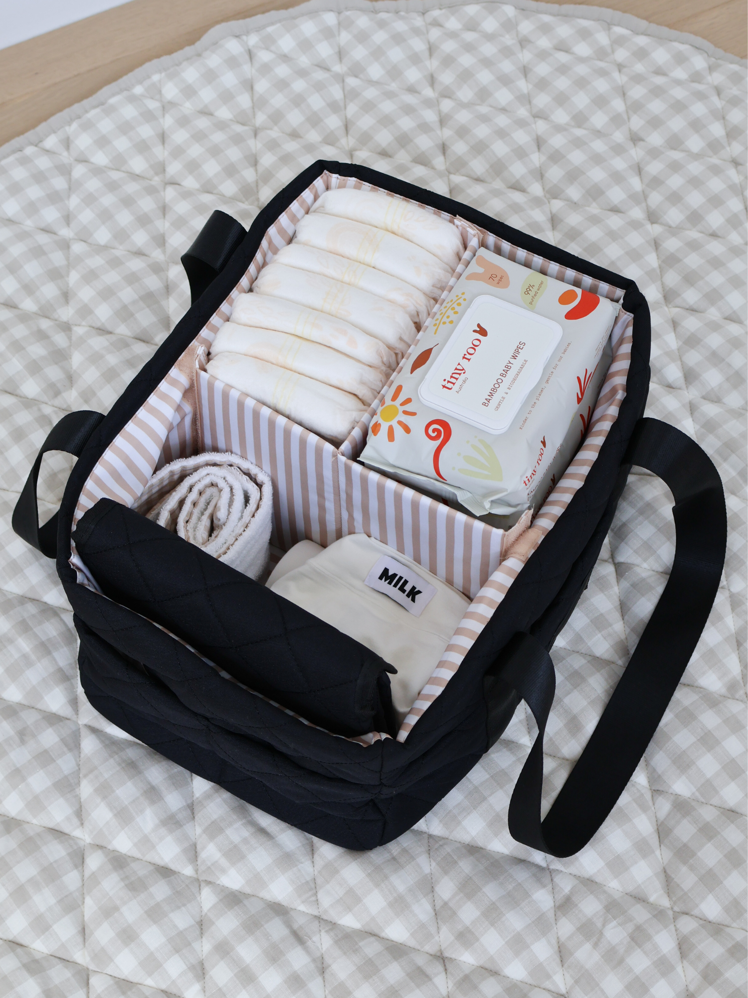 Black Quilted Nappy Caddy quilted nappy caddy for organising nursery and baby change essentials baby shower gift idea