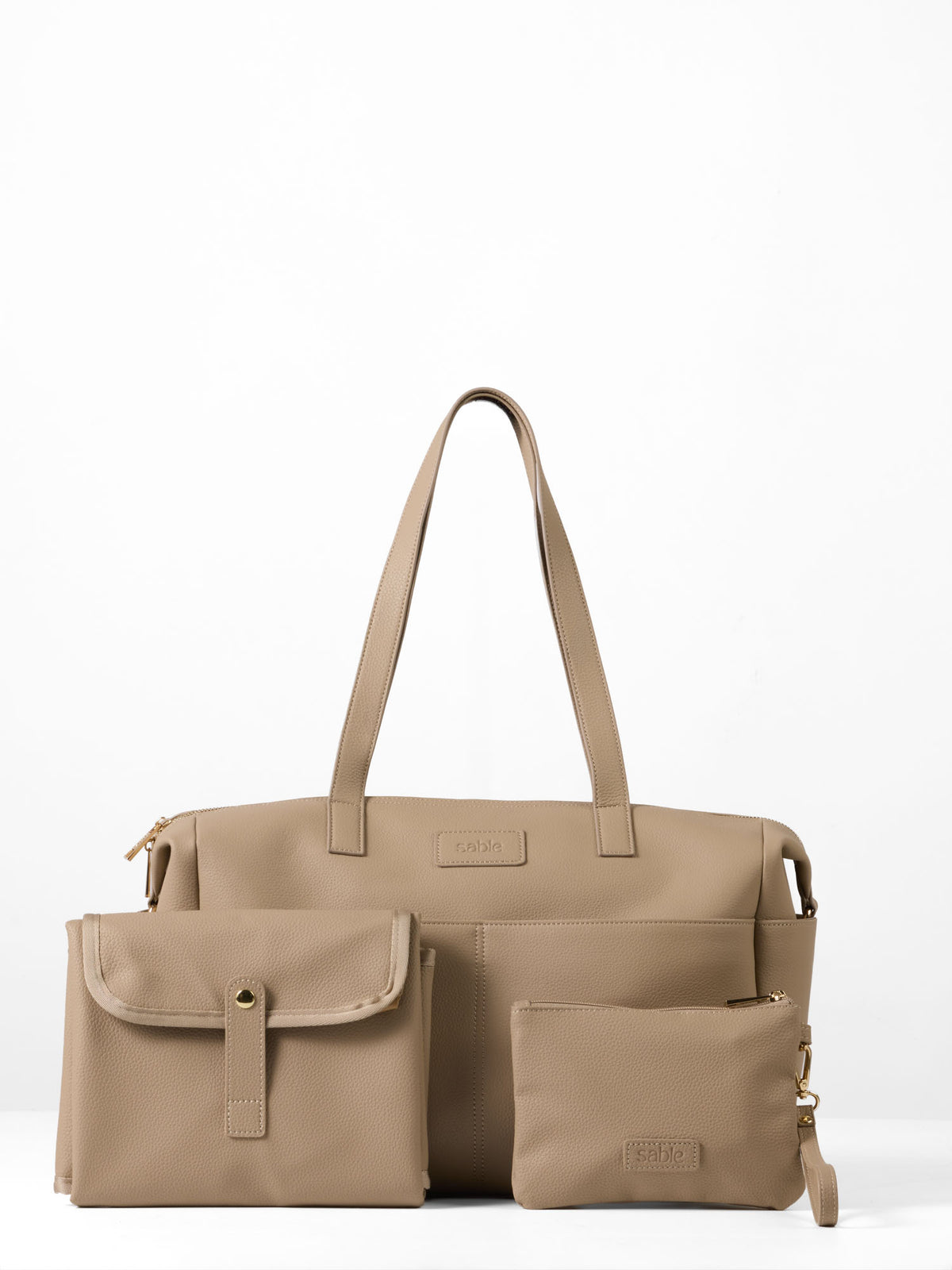 On the Go Nappy Bag Bundle - Taupe Vegan Leather