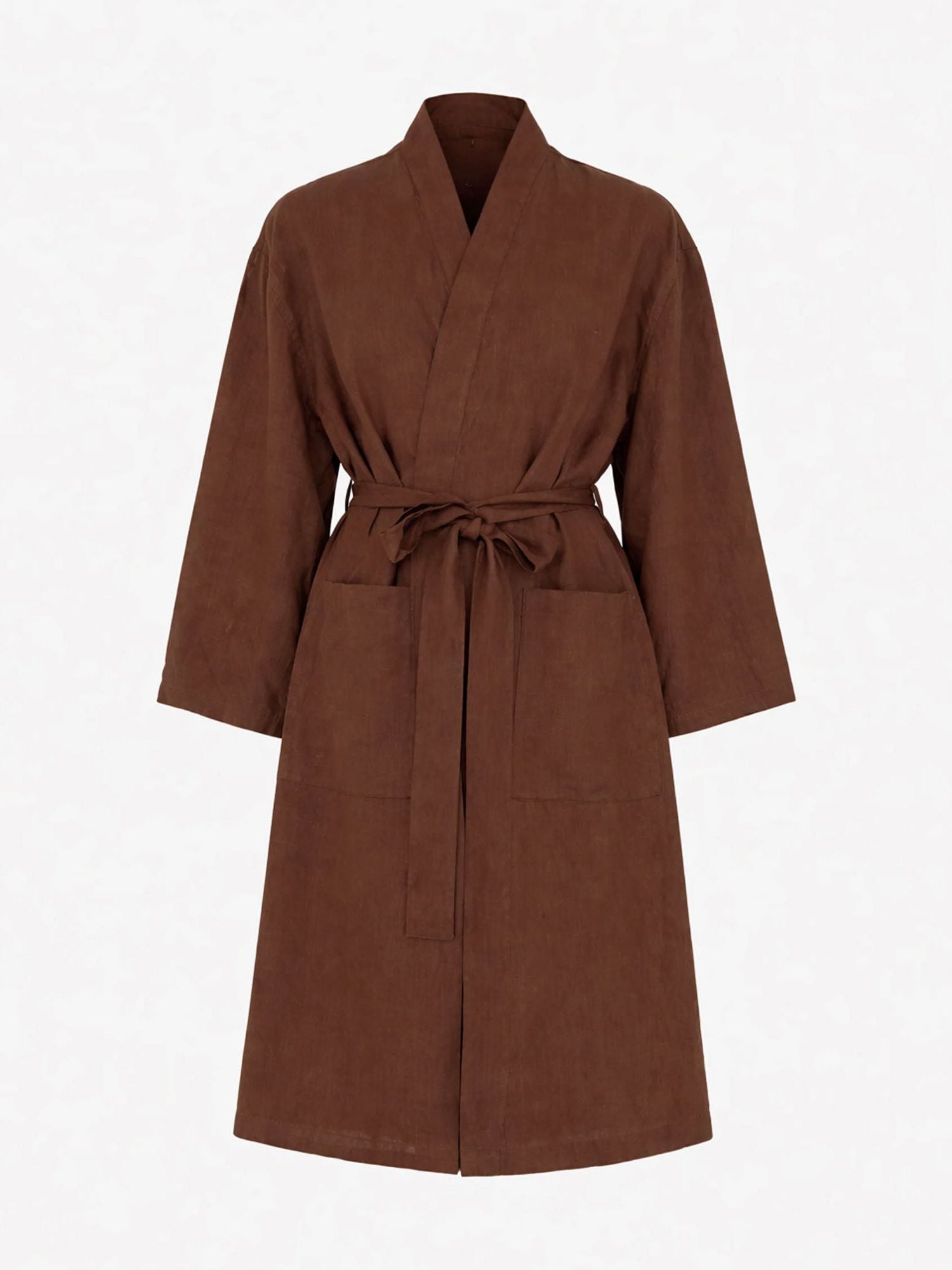 Linen Robe - Chocolate