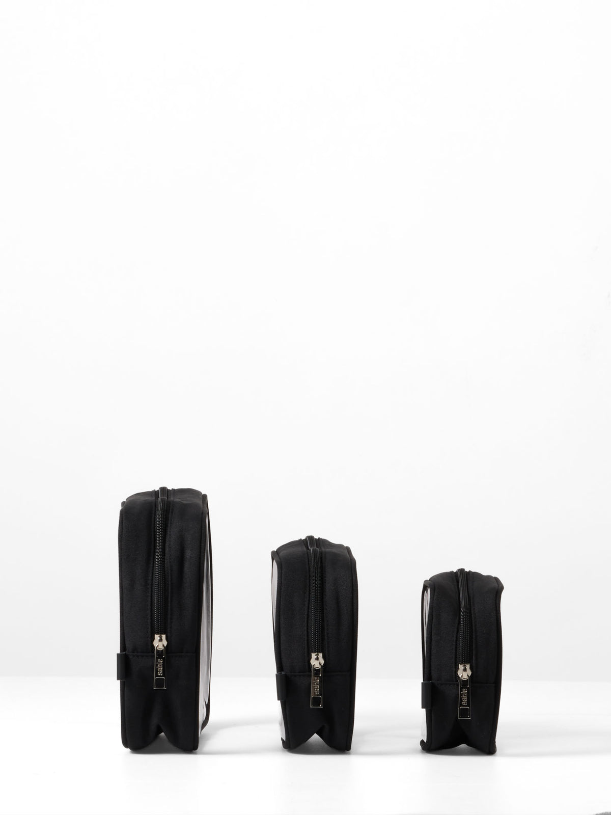 Clear Nappy Bag Organiser Case Set - Black Polyester (Set of 3)