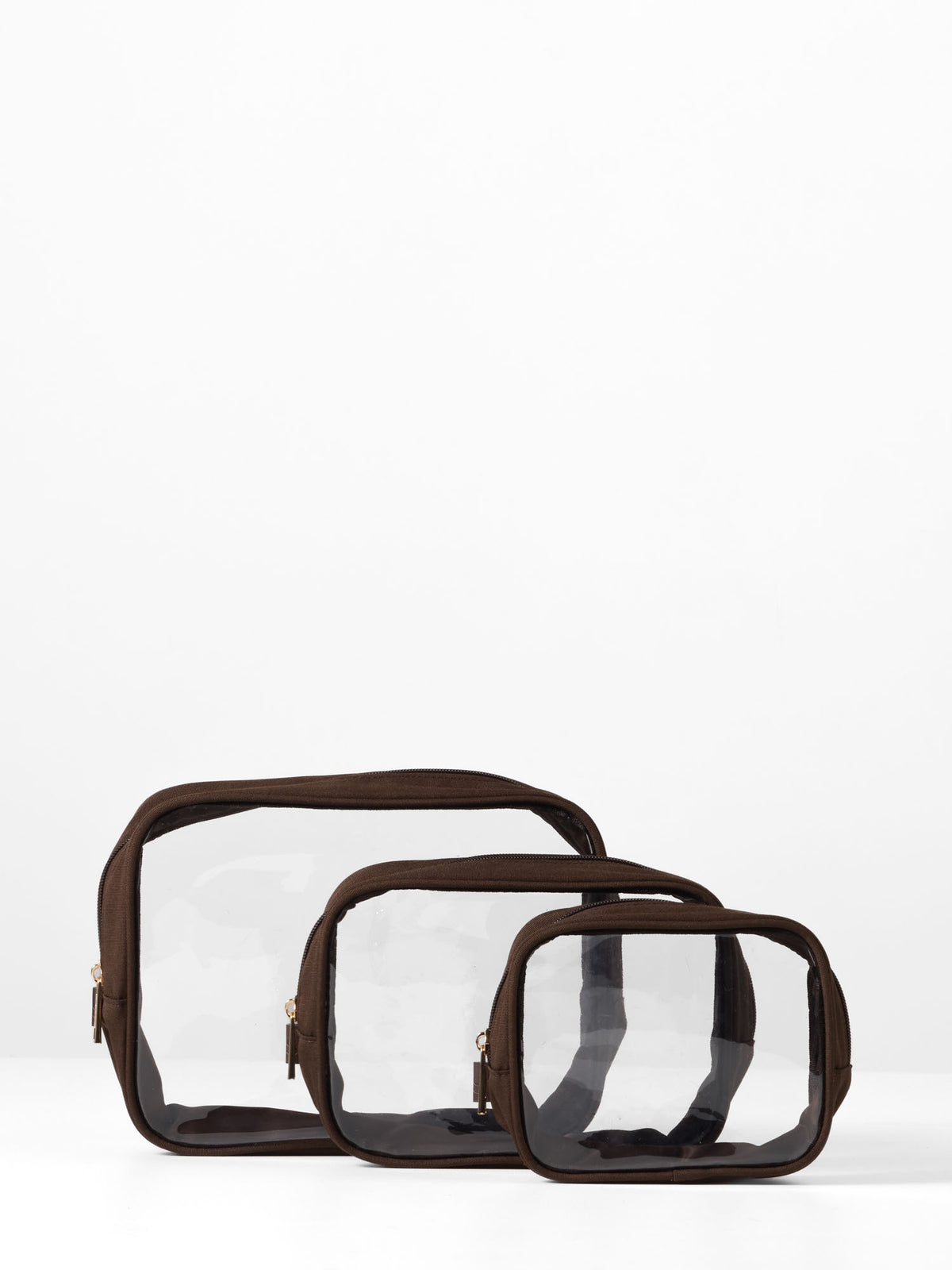 Clear Nappy Bag Organiser Case Set - Chocolate Polyester (Set of 3)