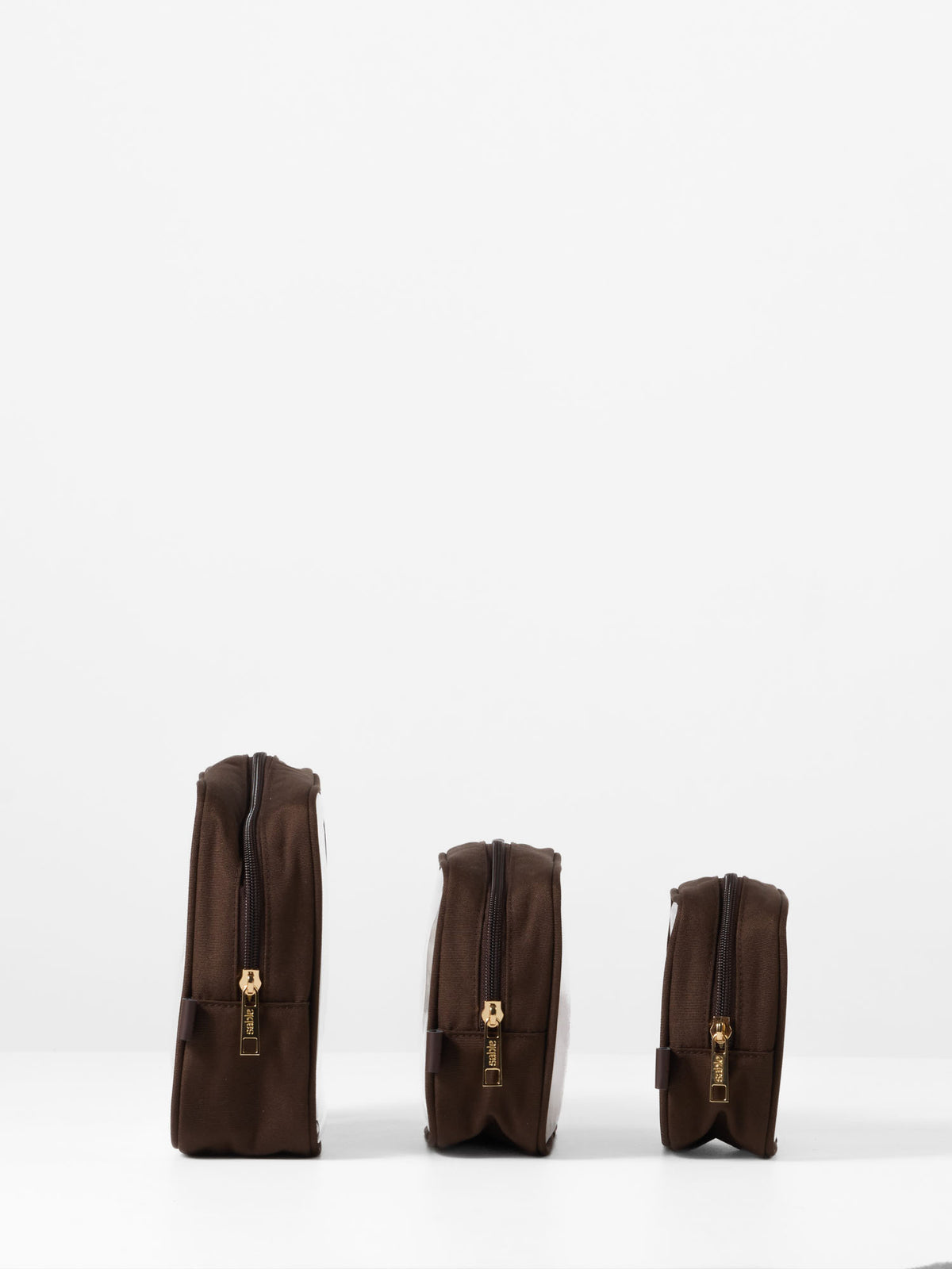 Clear Nappy Bag Organiser Case Set - Chocolate Polyester (Set of 3)