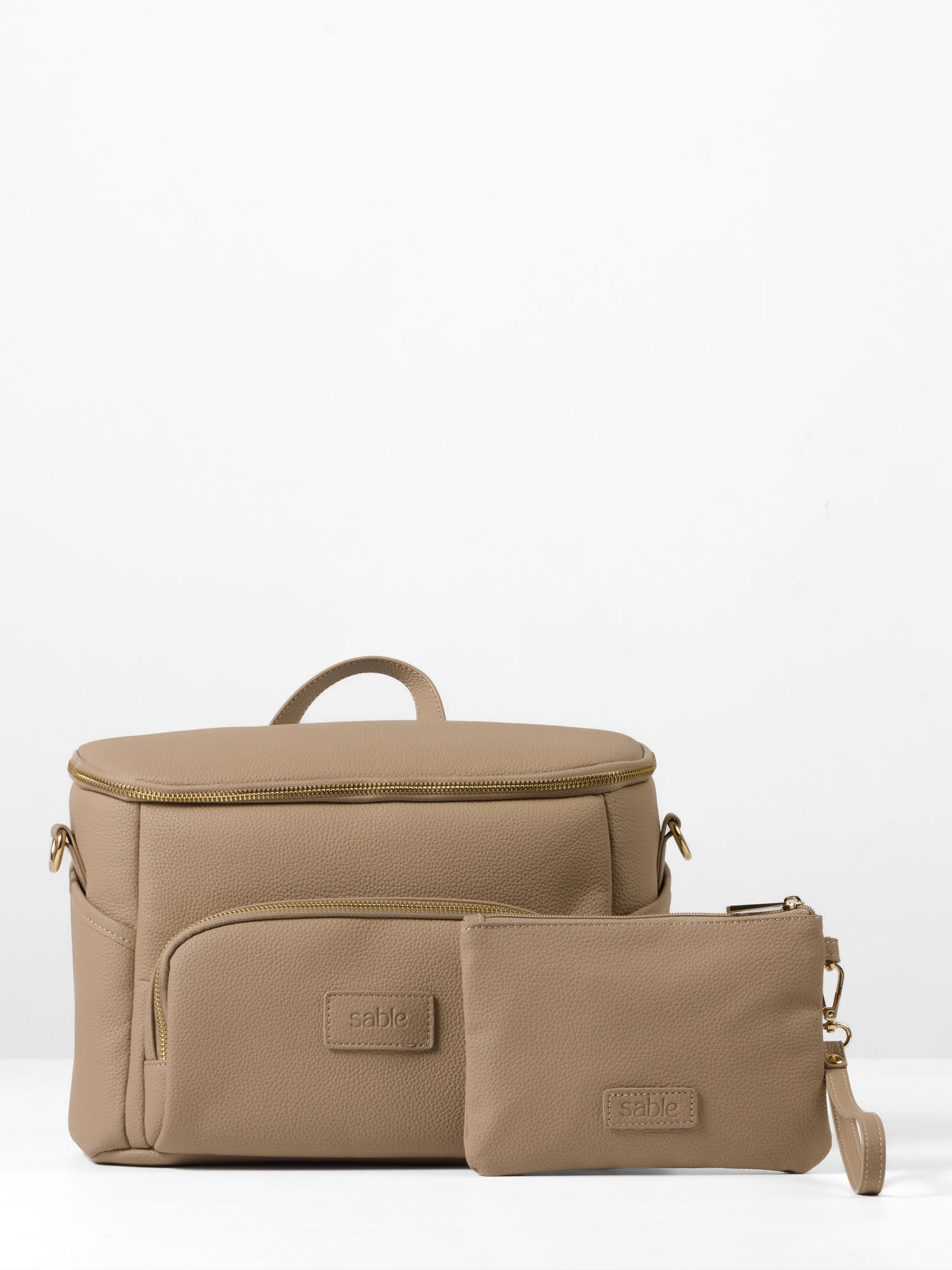 Vegan leather baby bag organiser bundle including pram caddy and essentials pouch