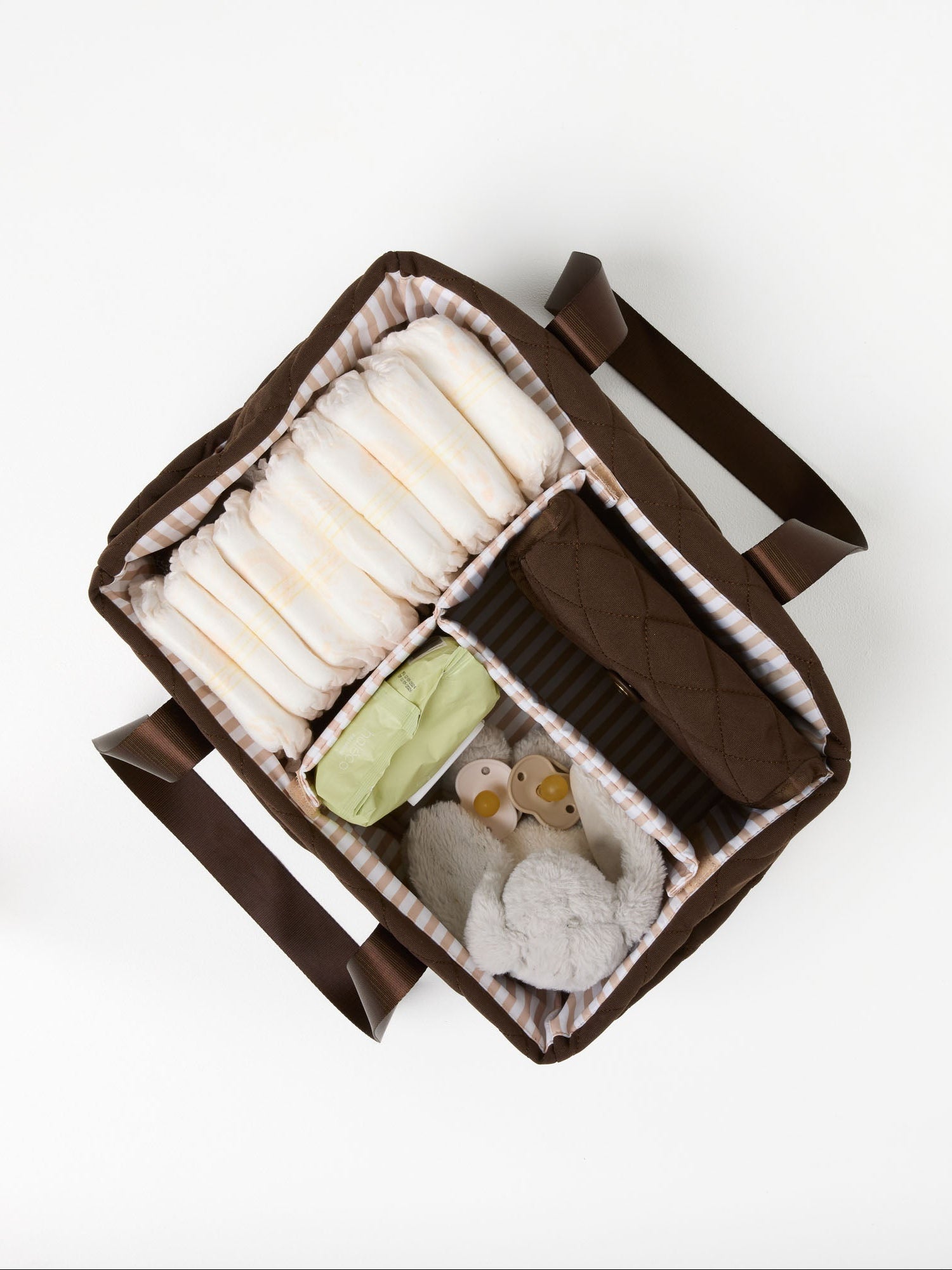 Chocolate Quilted Nappy Caddy quilted nappy caddy for organising nursery and baby change essentials 100% pure linen baby bedding