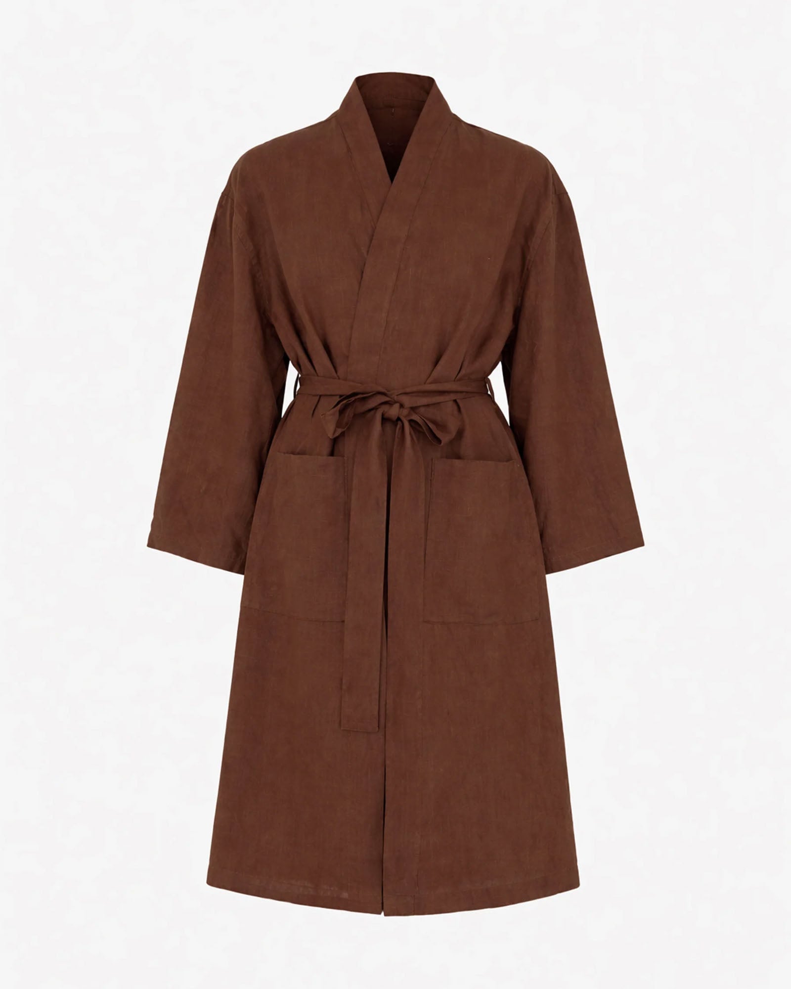 Linen Robe - Chocolate