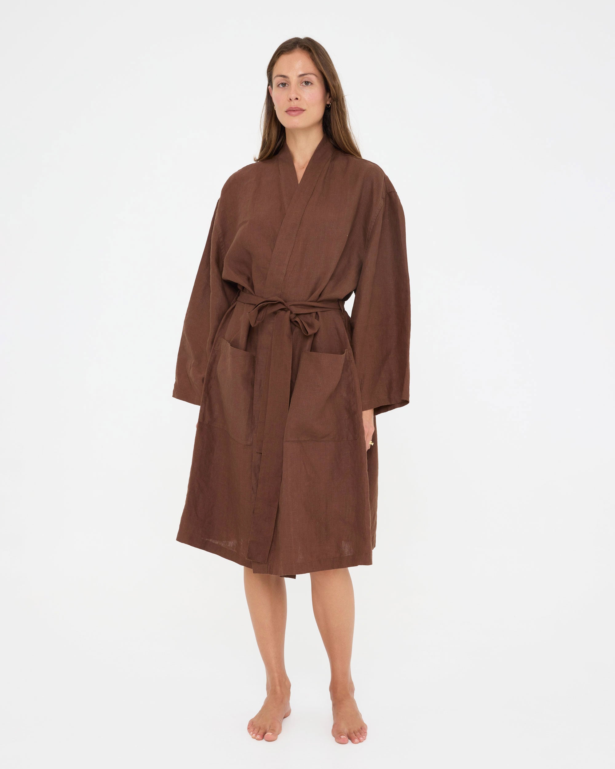 Linen Robe - Chocolate
