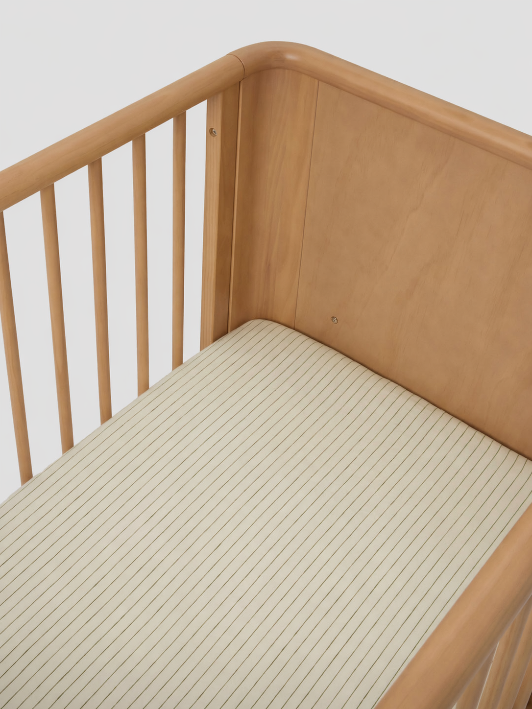 Olive Pencil Striped Linen Cot Sheet