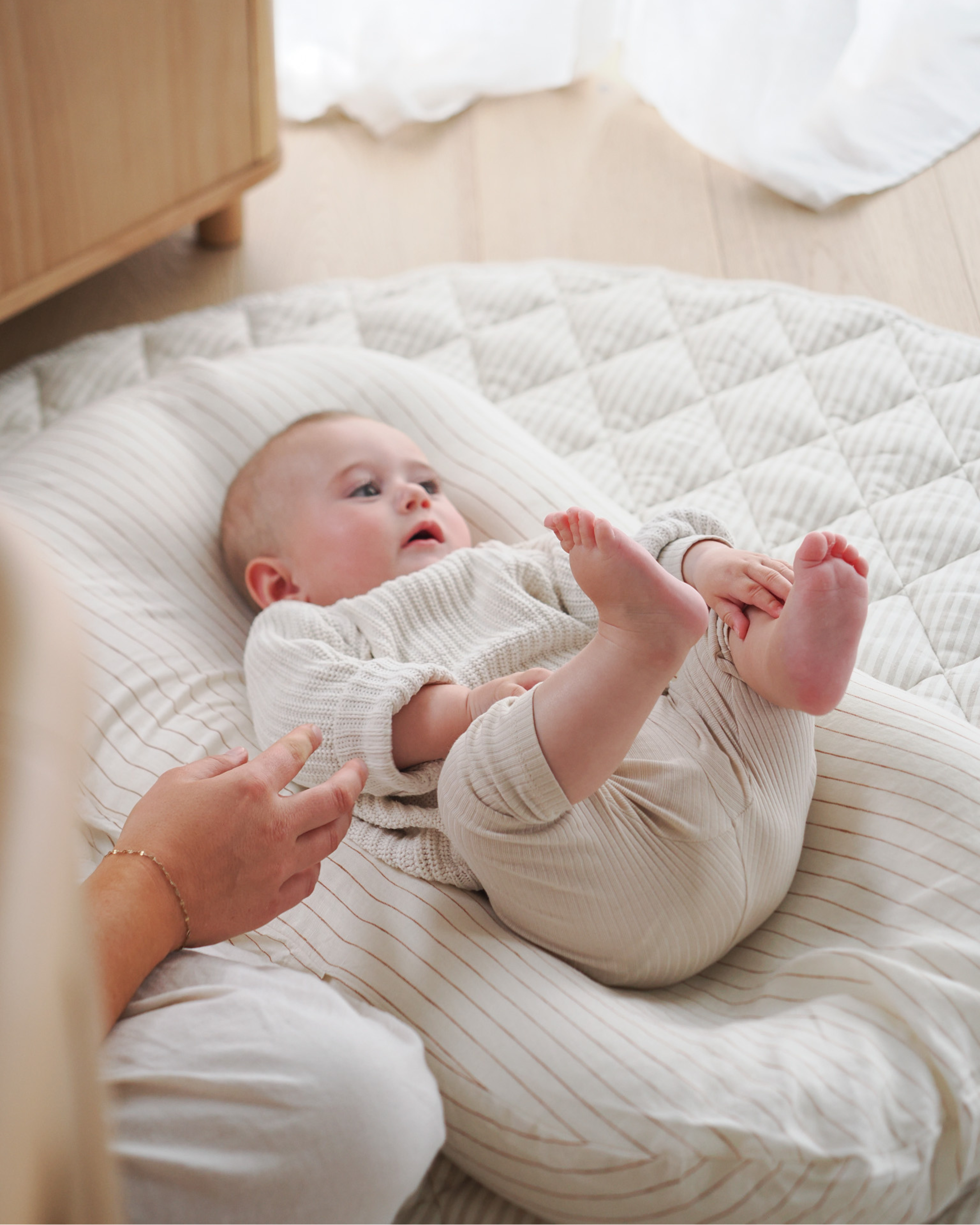 Baby lounger with removable, washable cover