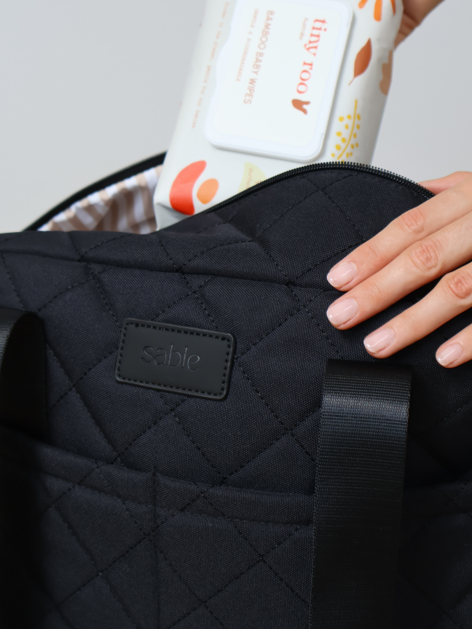 Black Quilted Nappy Bag quilted nappy bag with spacious storage for baby travel and everyday parenting neutral nursery styling