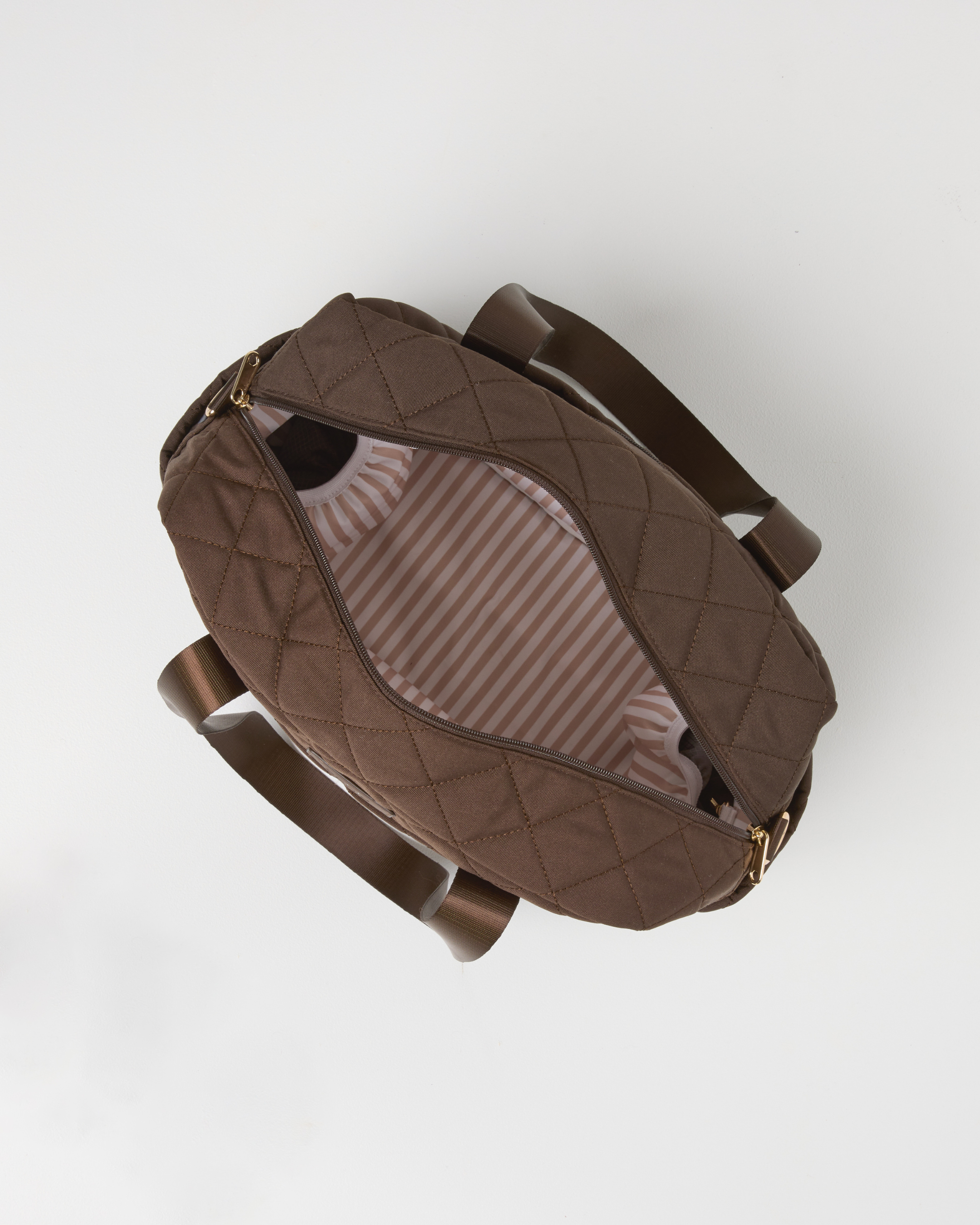 Stylish brown baby nappy bag with pockets