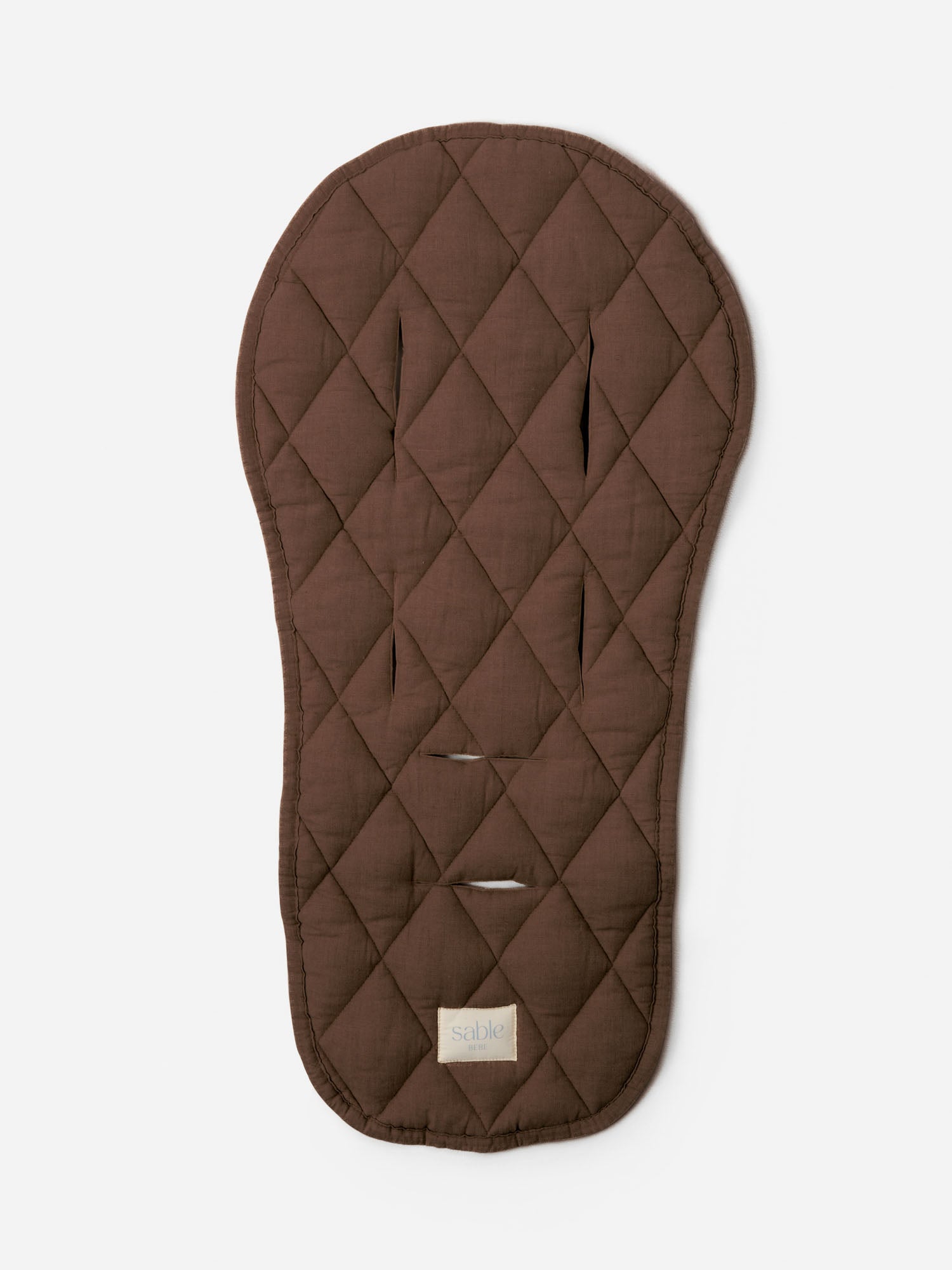 Chocolate and natural striped reversible quilted pram liner designed for most prams and strollers - sable bebe