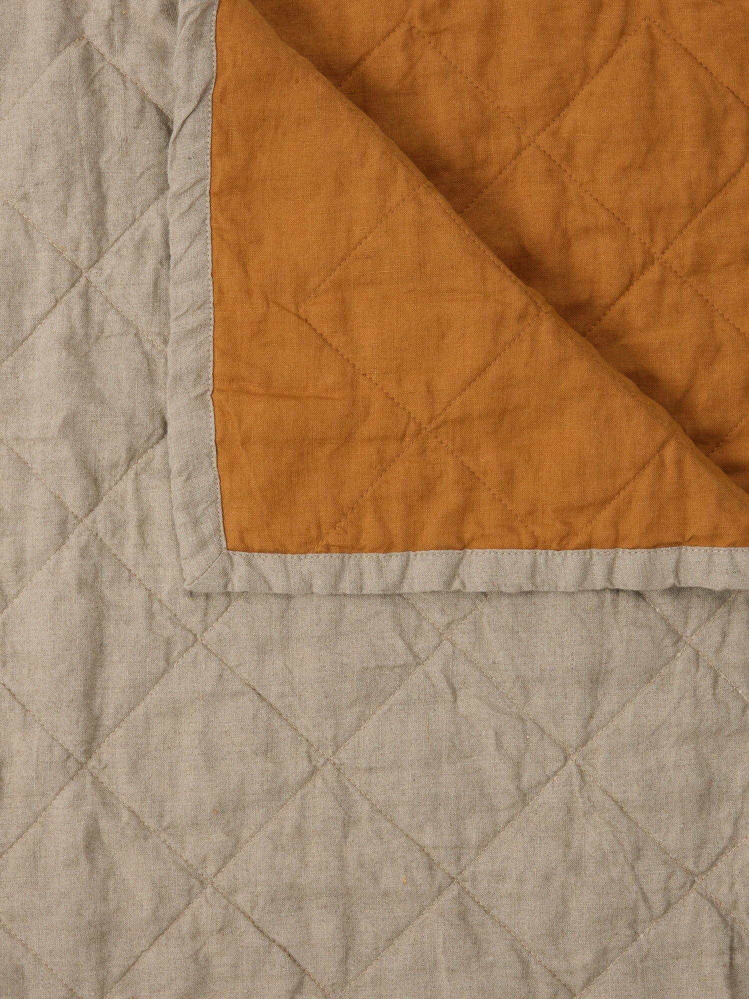 Linen Cot Quilt - Oatmeal and Ochre