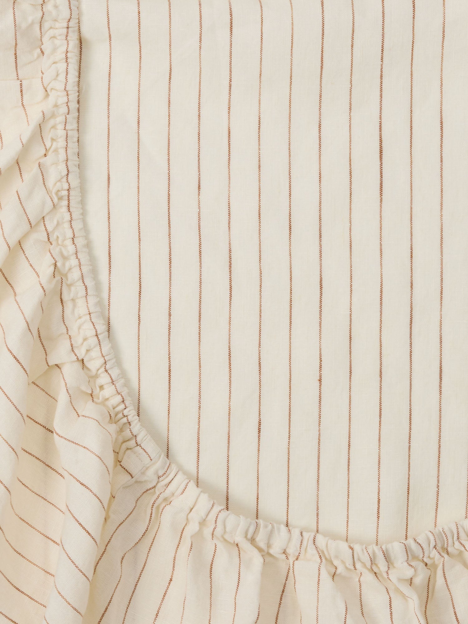 Ginger Striped Linen Cot Sheet