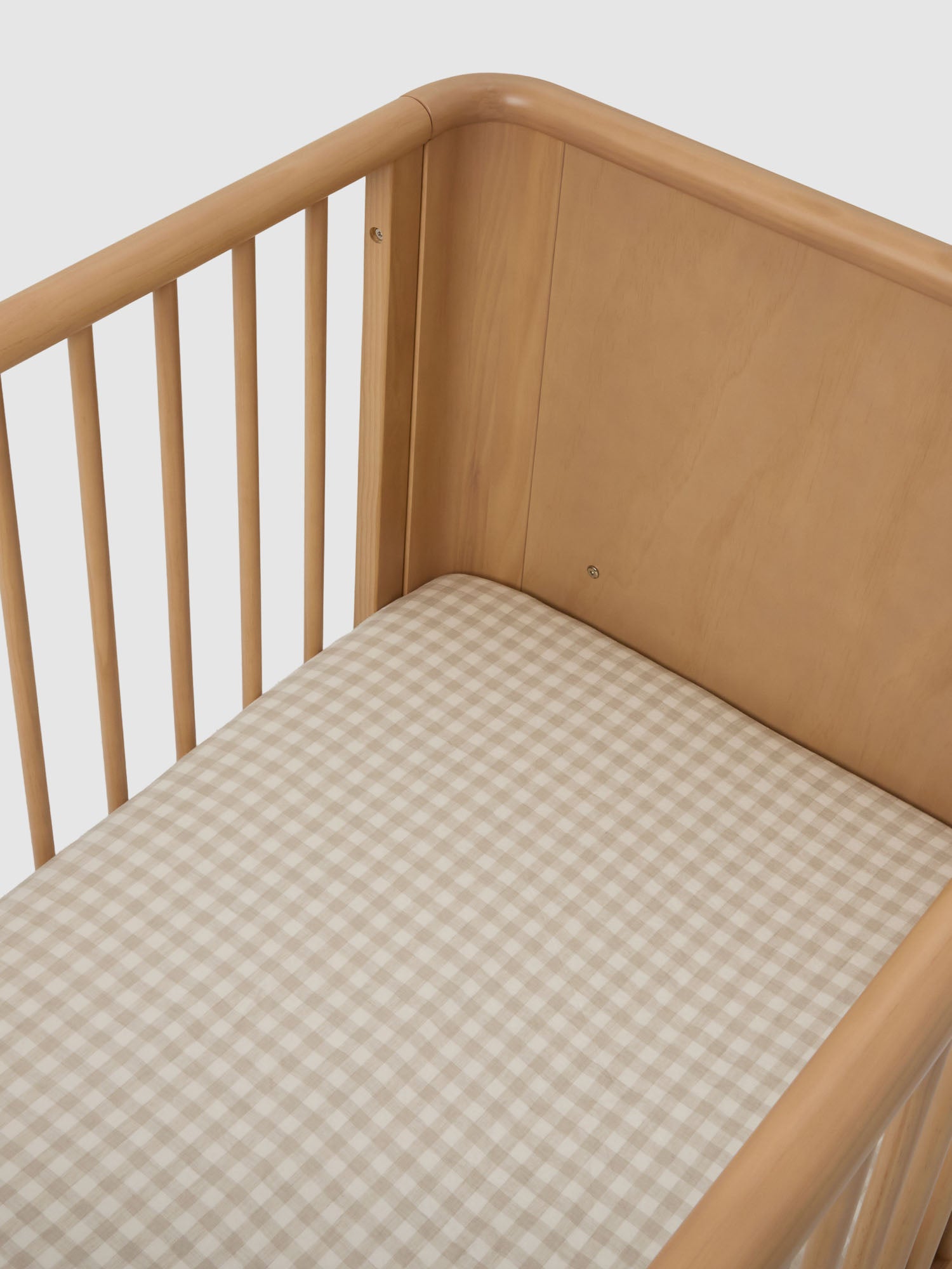 Linen Cot Sheet - Dove Grey Gingham