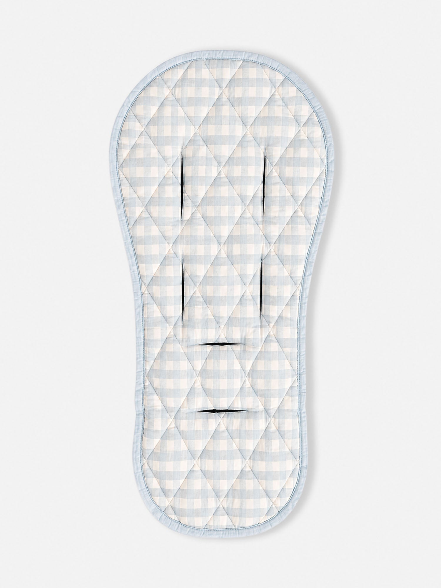 Linen Pram Liner - Soft Blue Gingham