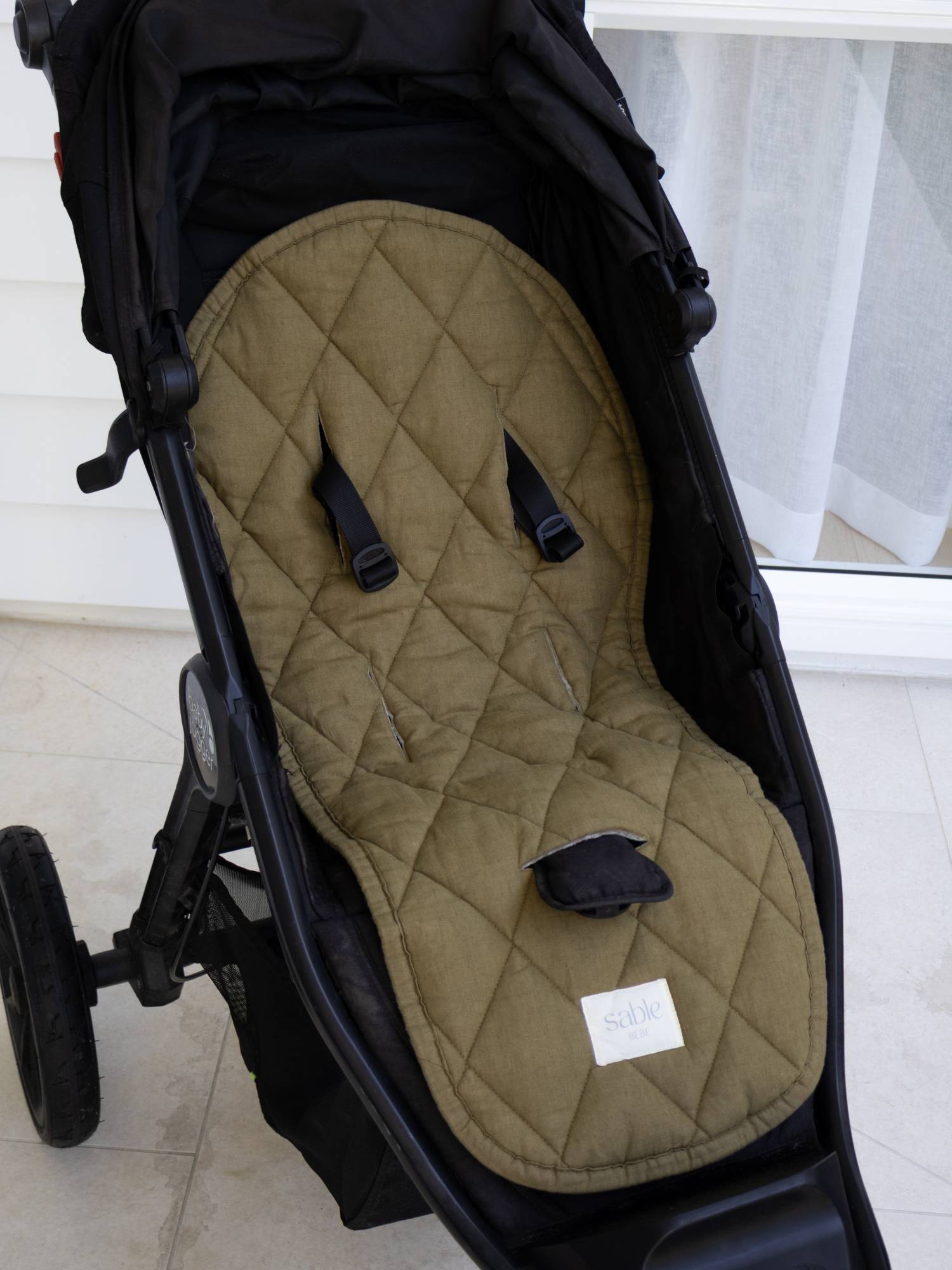 Olive Pram Liner linen pram liner for pram comfort and everyday outings with baby 100% pure linen baby bedding