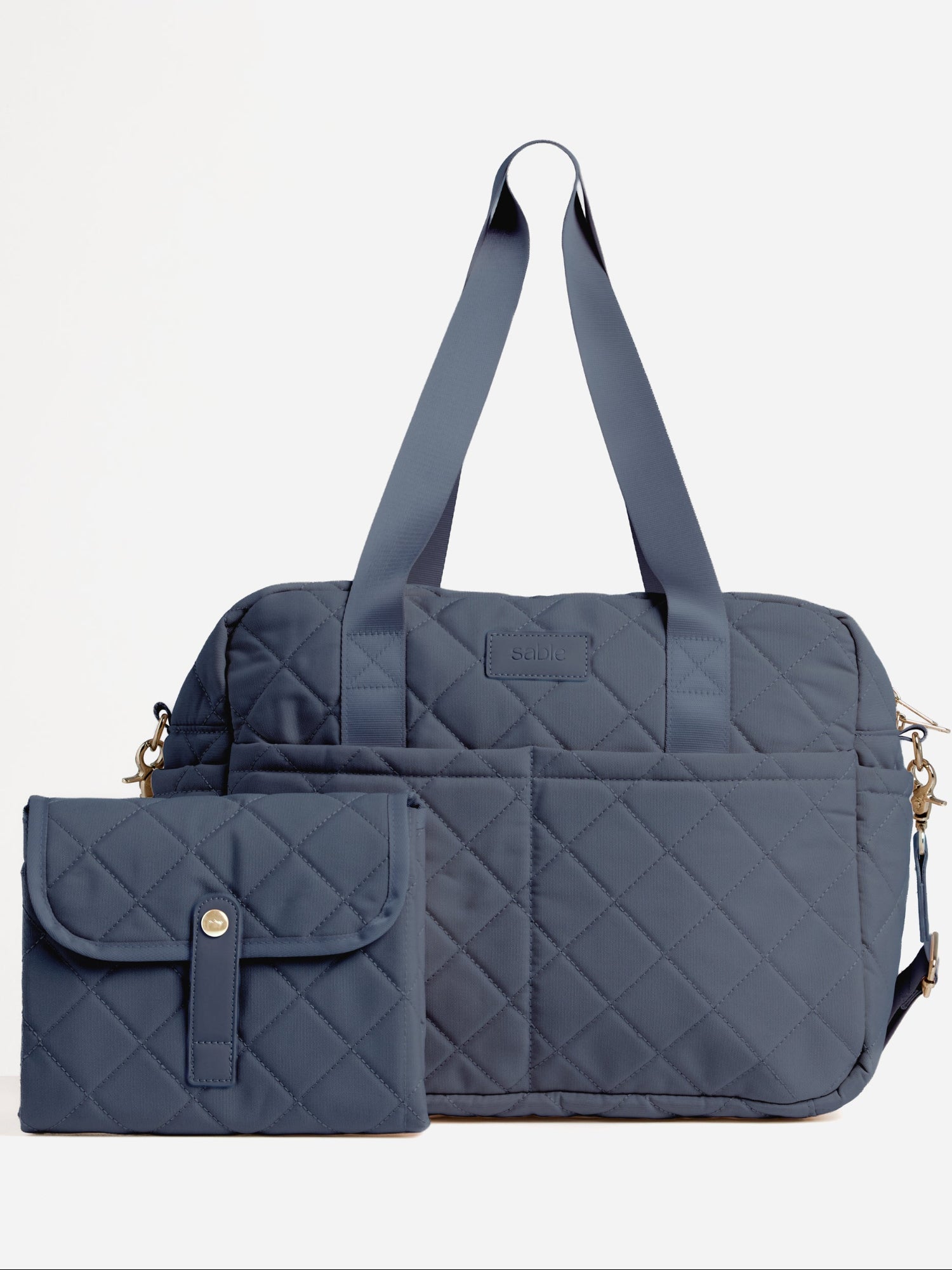 The Essentials Bundle - Dusty Blue front product view with coordinated baby essentials