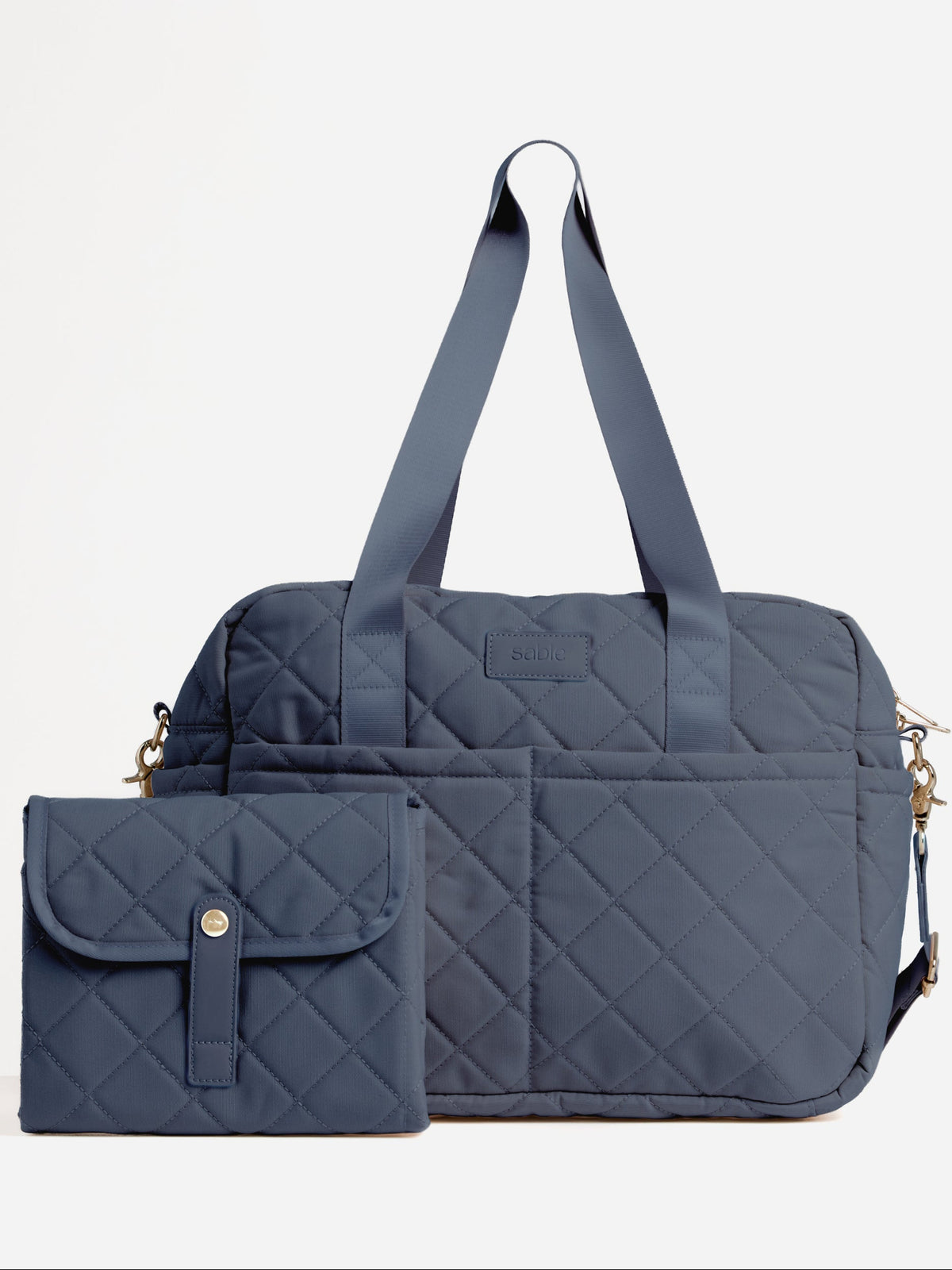 Essentials Bundle Dusty Blue | Quilted Nappy Bag & Change Mat
