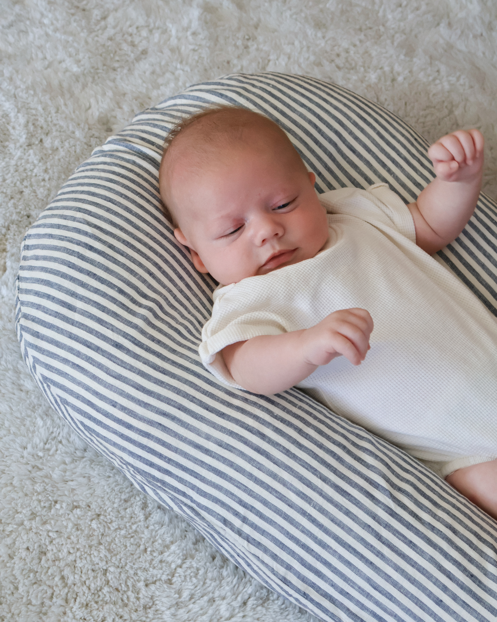 Linen Social Baby Lounger | Marine Striped