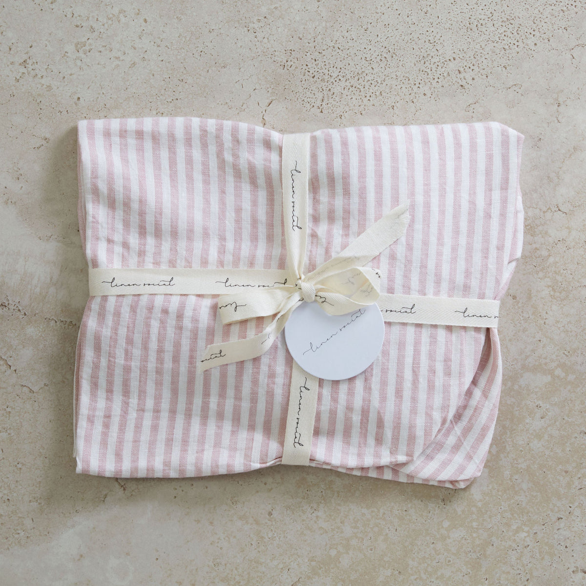 Linen Sheet Pink Striped Sable Bebe