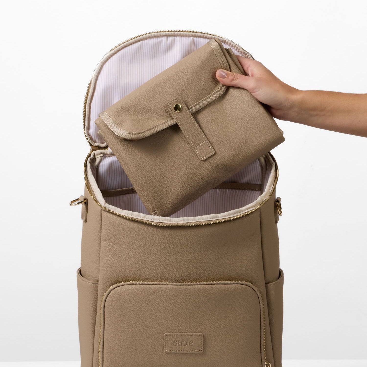 Vegan leather nappy backpack bundle with matching change mat for organised baby essentials
