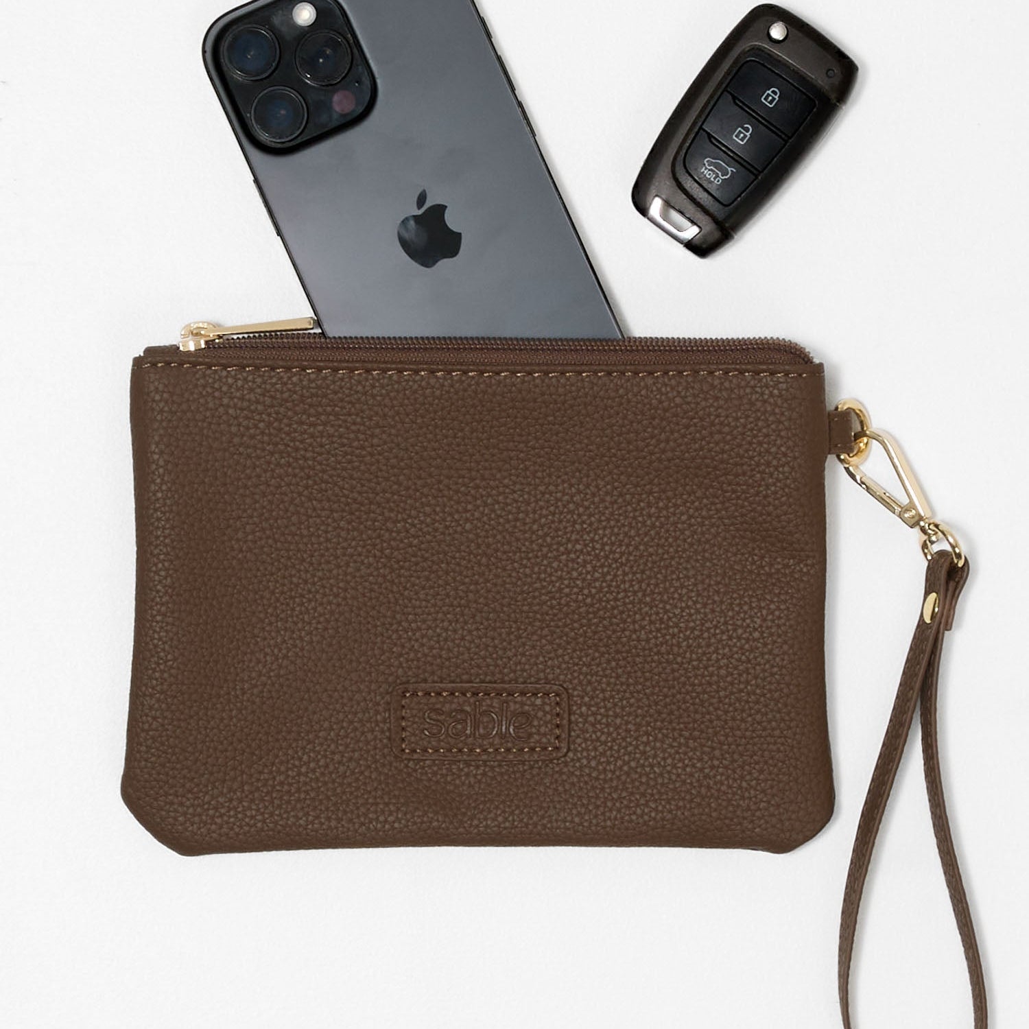 Brown leather pouch for nappy bag