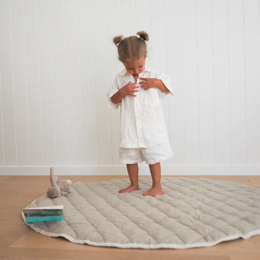 Kids White Linen Pyjama Set