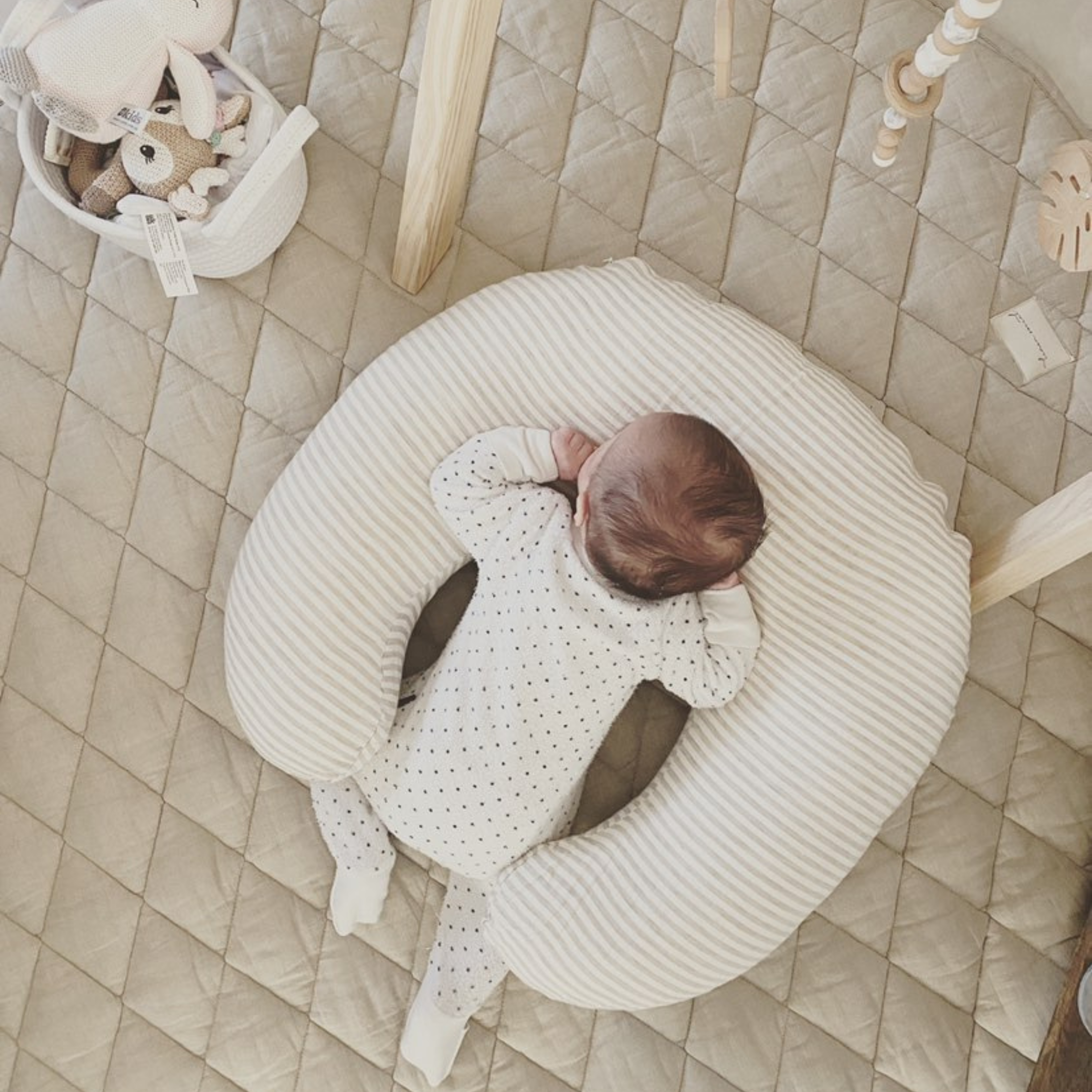 Linen Nursing Pillow - Natural Striped