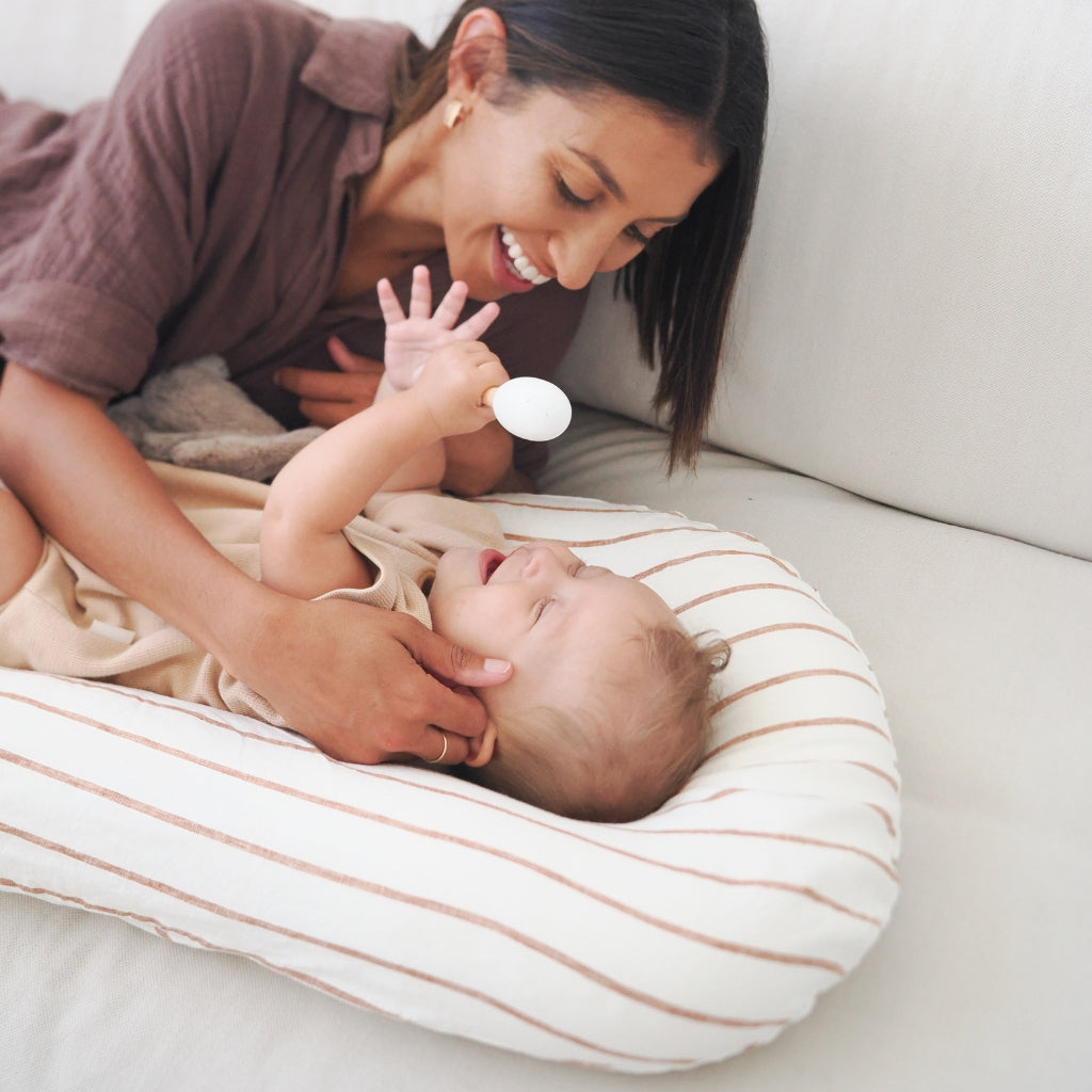 Linen Social Baby Lounger | Sandalwood Striped