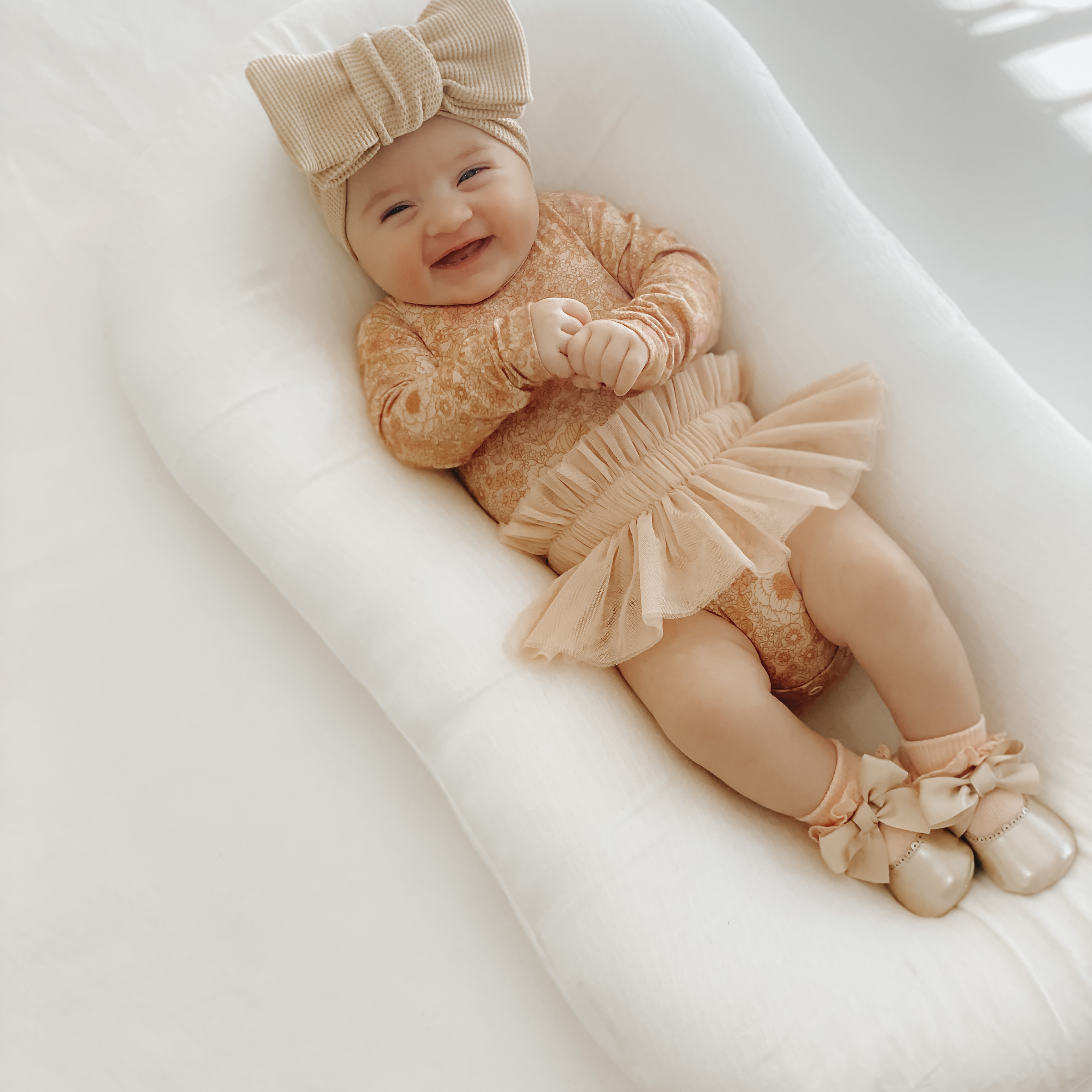 White Linen Baby Lounger Cover