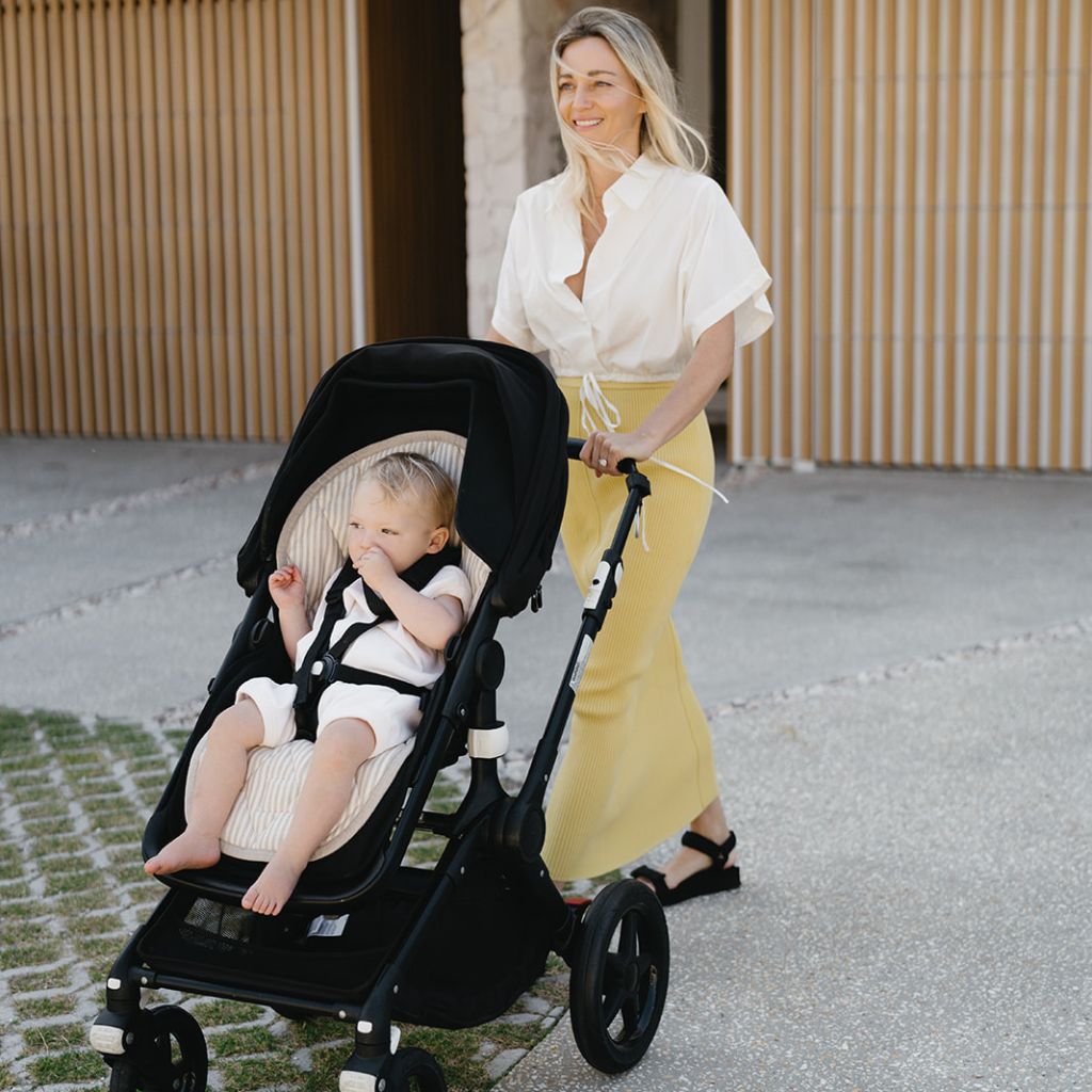 Natural Striped Pram Liner