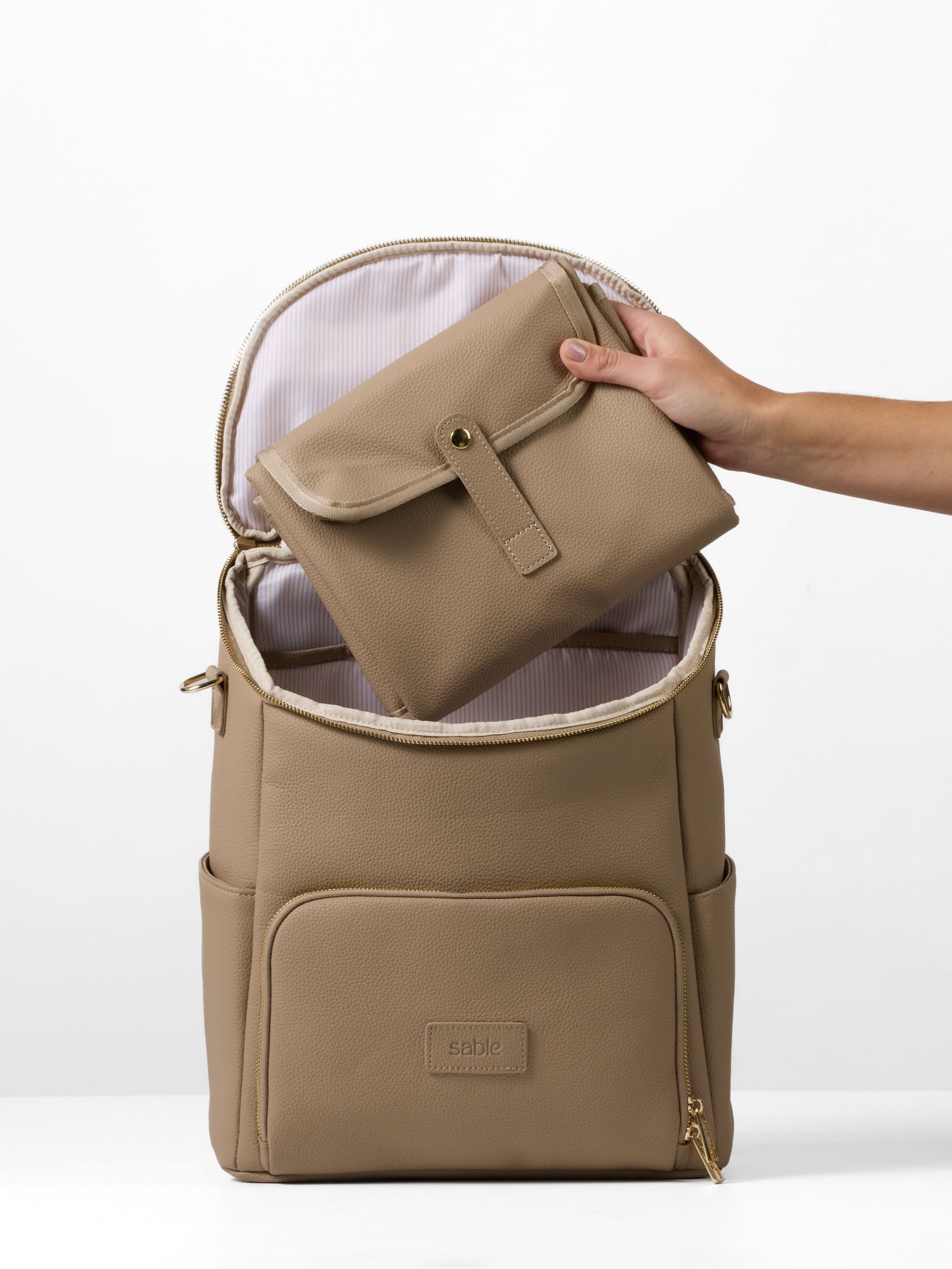 Vegan leather nappy backpack bundle with matching change mat for organised baby essentials