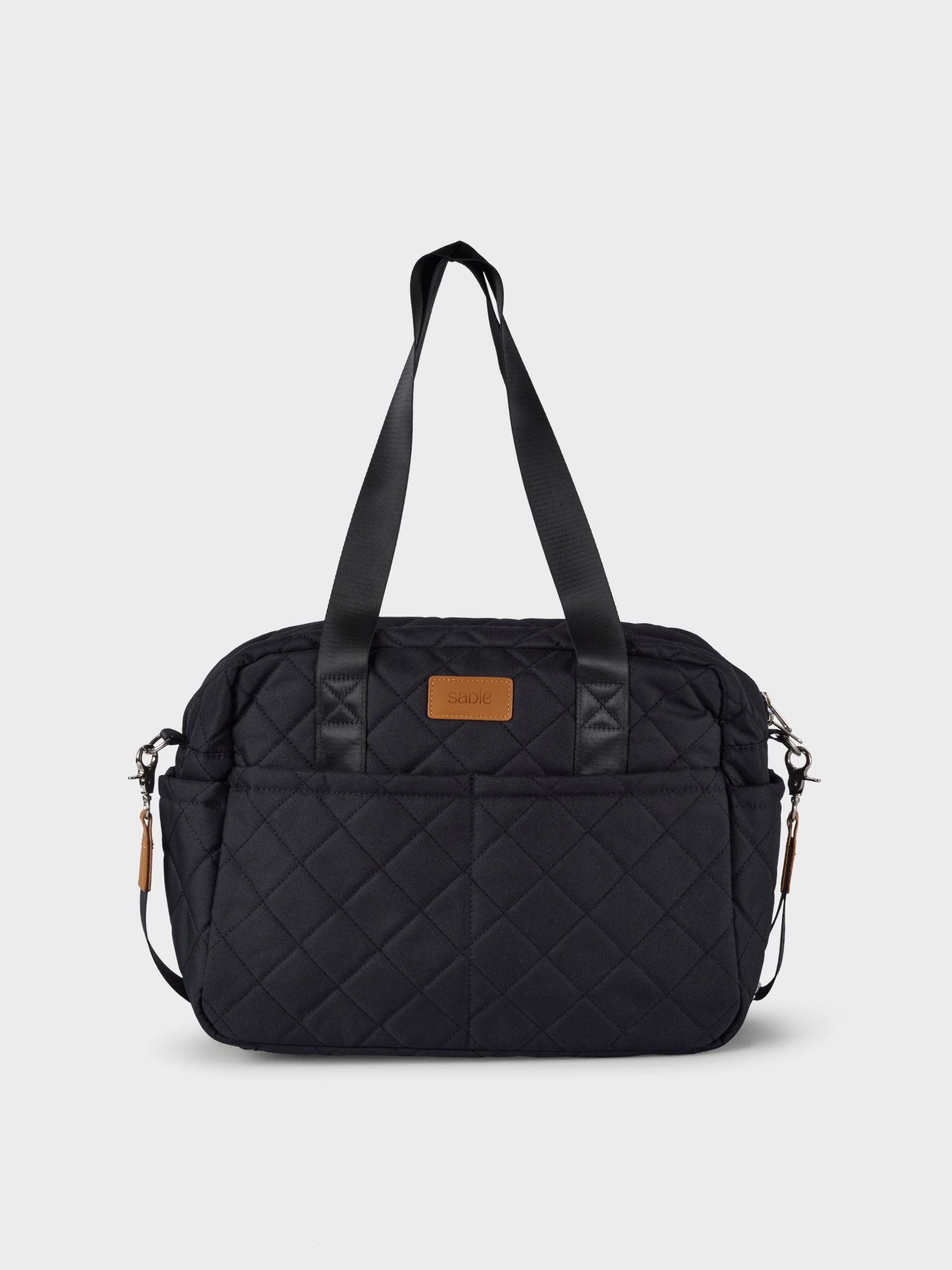 Nappy Bag - Black with Tan Quilted (Samples & Seconds)