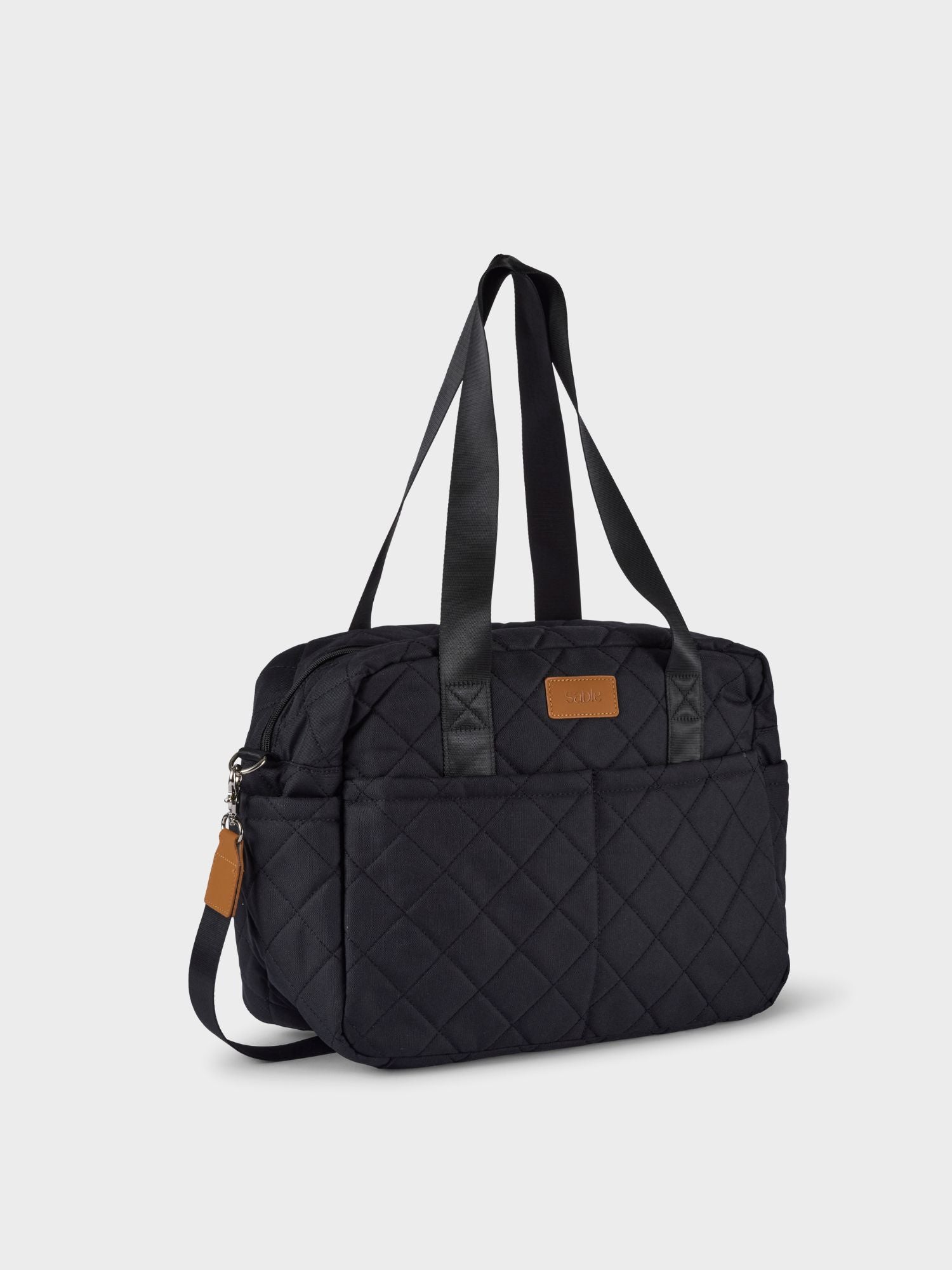 Nappy Bag - Black with Tan Quilted (Samples & Seconds)