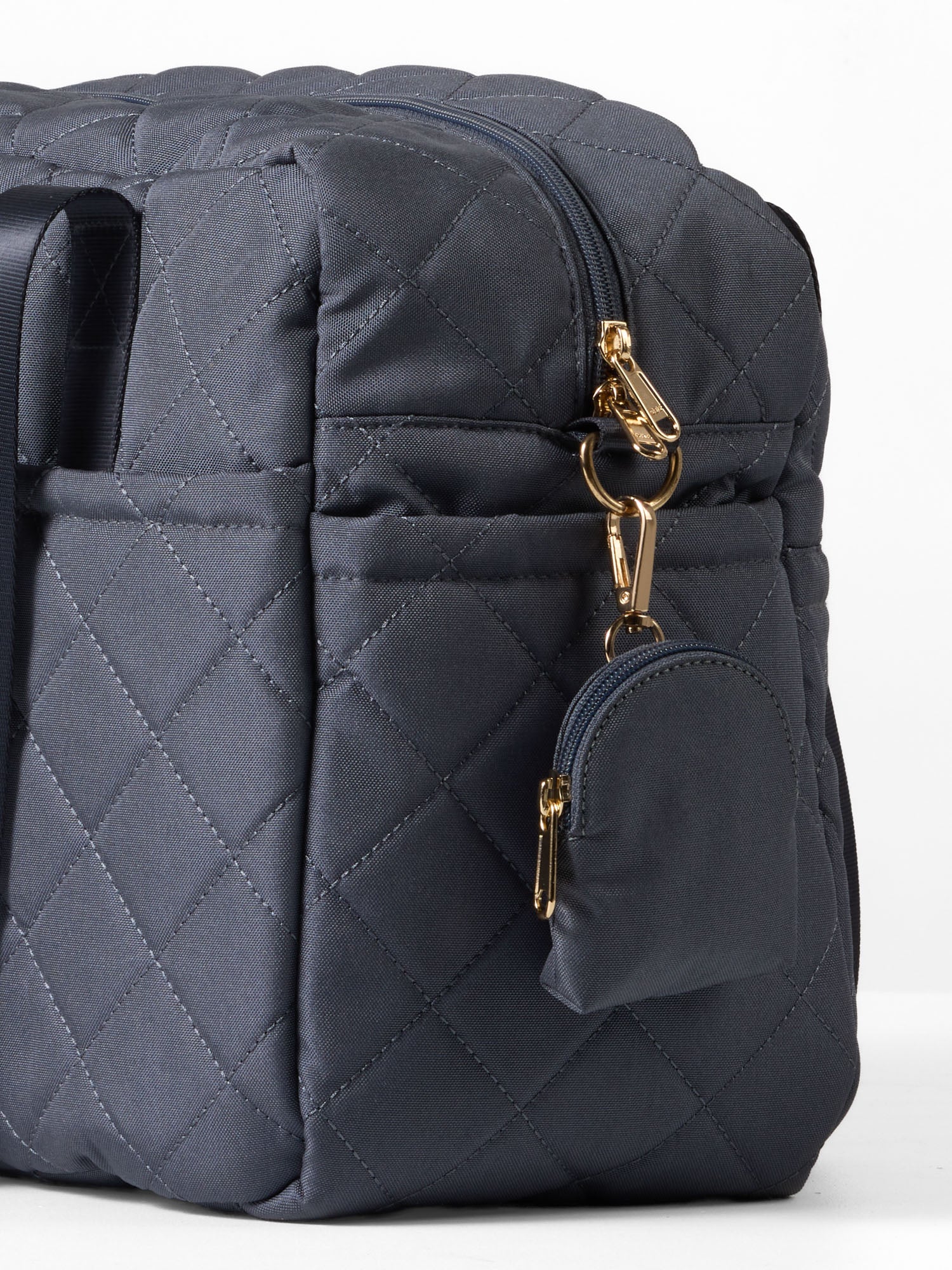 Polyester dummy pouch with zip closure and clip attachment