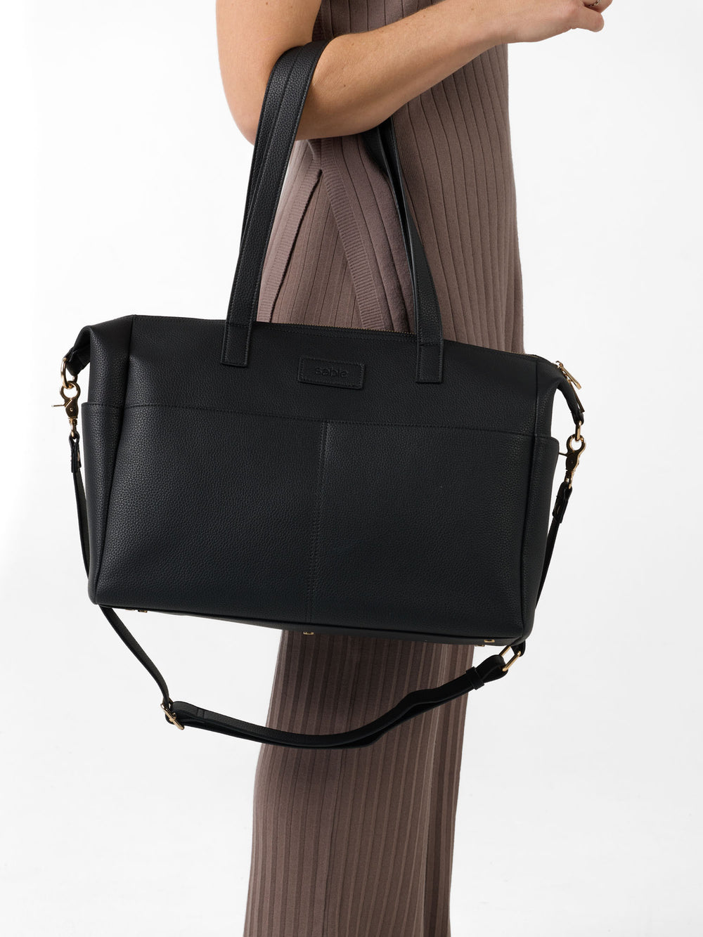 On the Go Nappy Bag Bundle - Black Vegan Leather