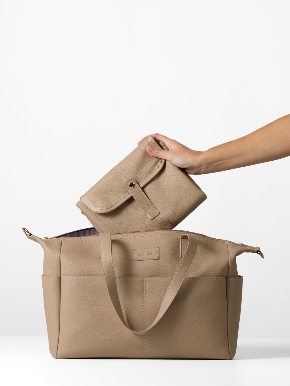 Essentials Nappy Bag Bundle - Taupe Vegan Leather