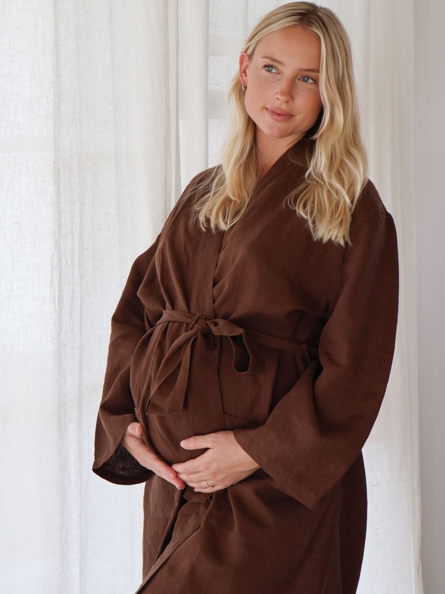 Linen Robe - Chocolate