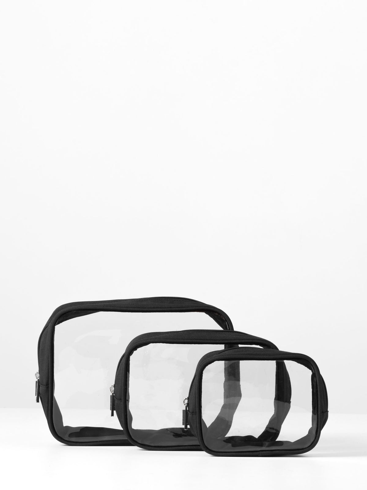 Clear Nappy Bag Organiser Case Set - Black Polyester (Set of 3)