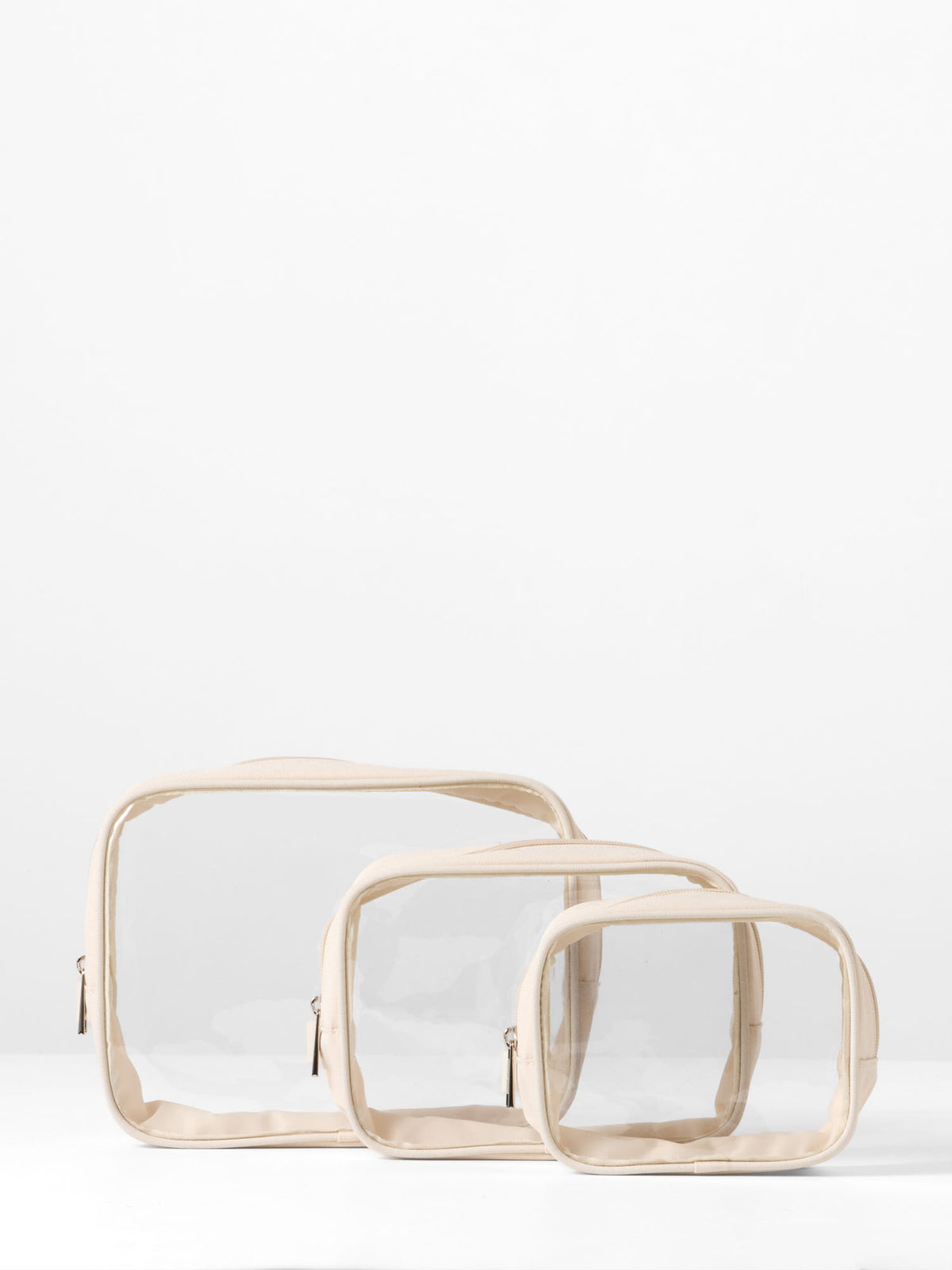 Clear Nappy Bag Organiser Case Set - Sand Polyester (Set of 3)