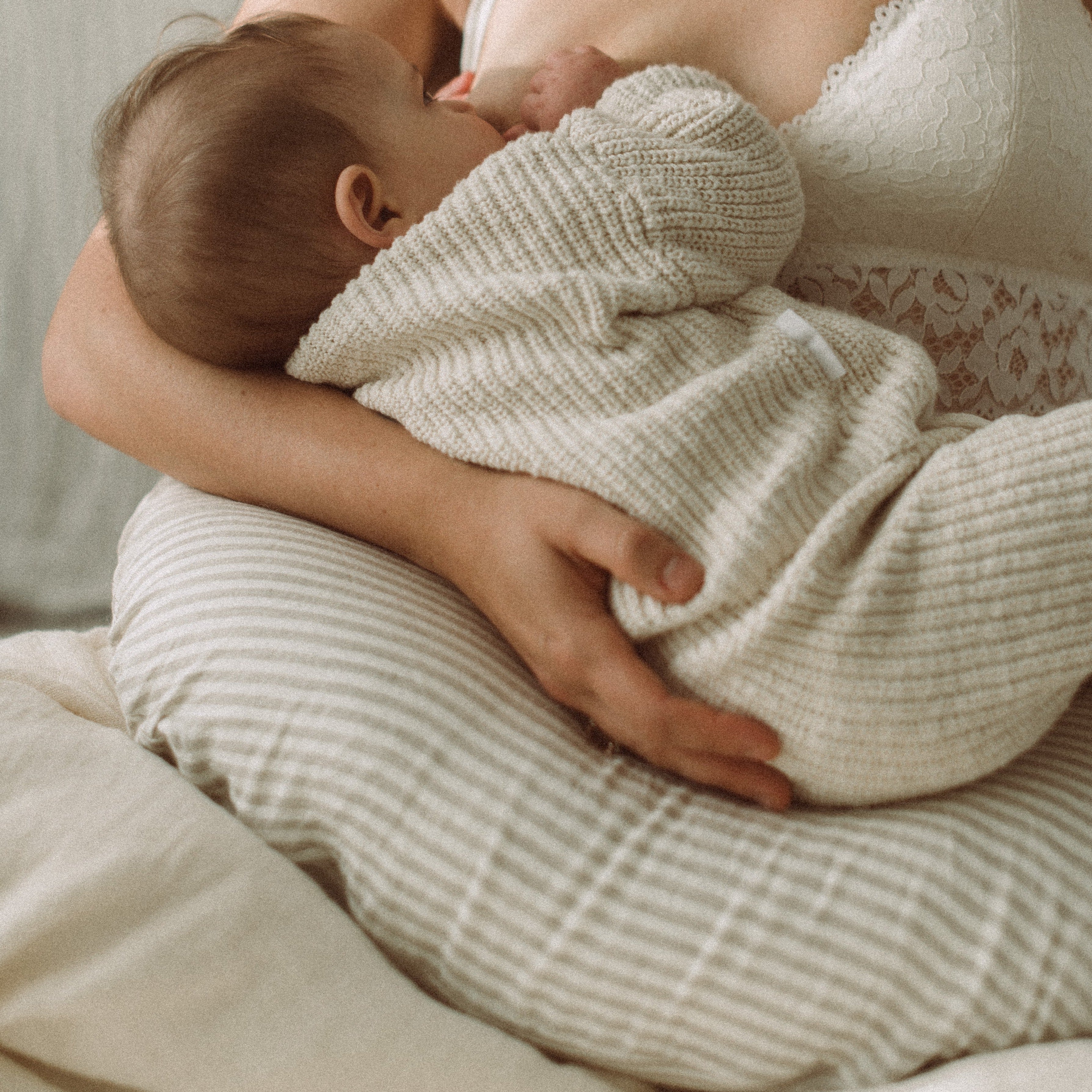 Linen Nursing Pillow - Natural Striped