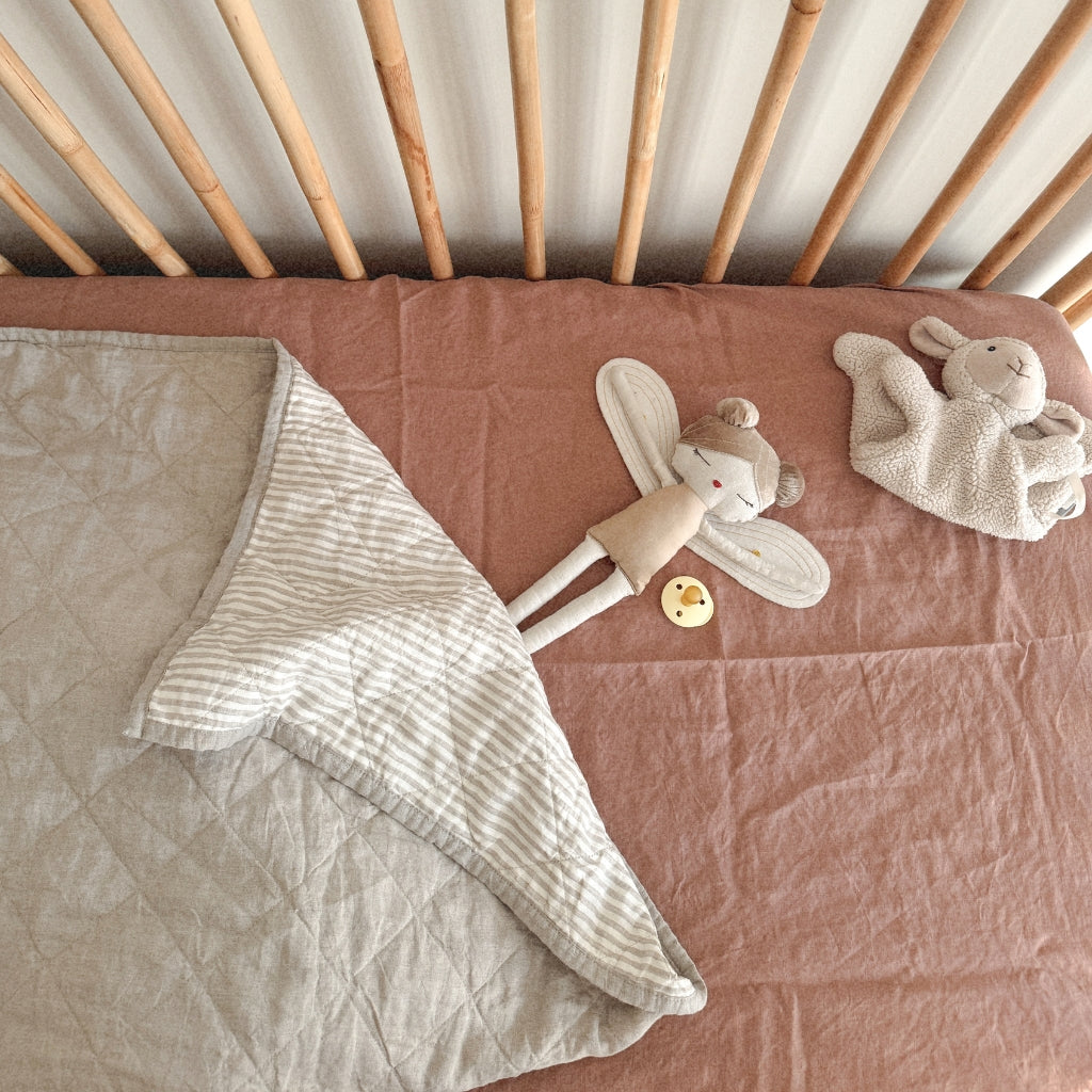 Clay Linen Cot Sheet