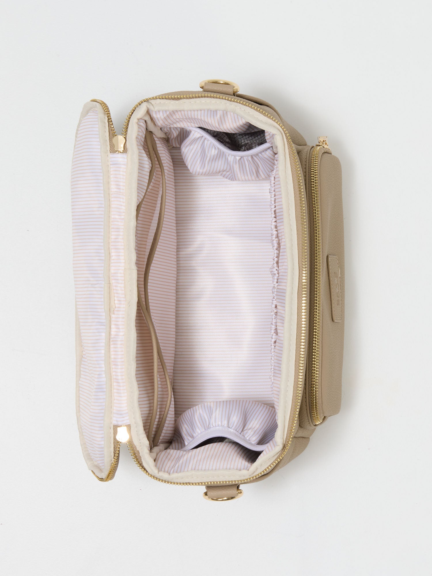 Insulated bottle pocket inside vegan leather pram caddy organiser