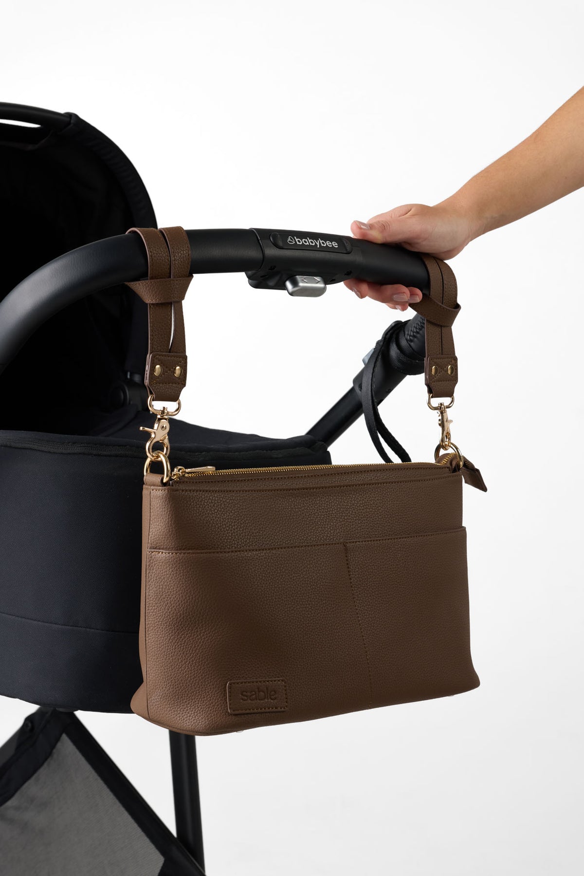 Pram Caddy Bag - Chocolate Vegan Leather