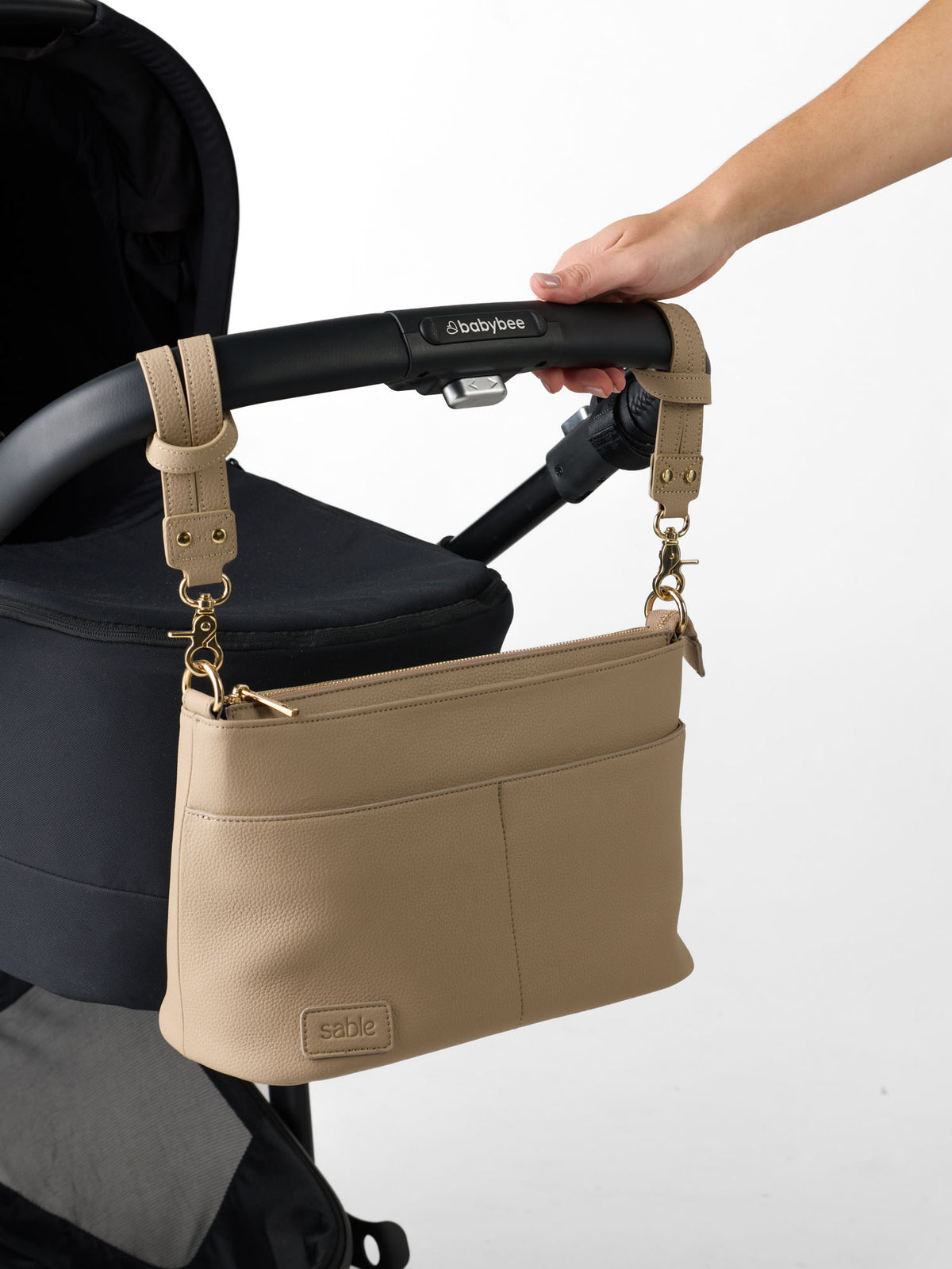 Pram Caddy Bag - Taupe Vegan Leather
