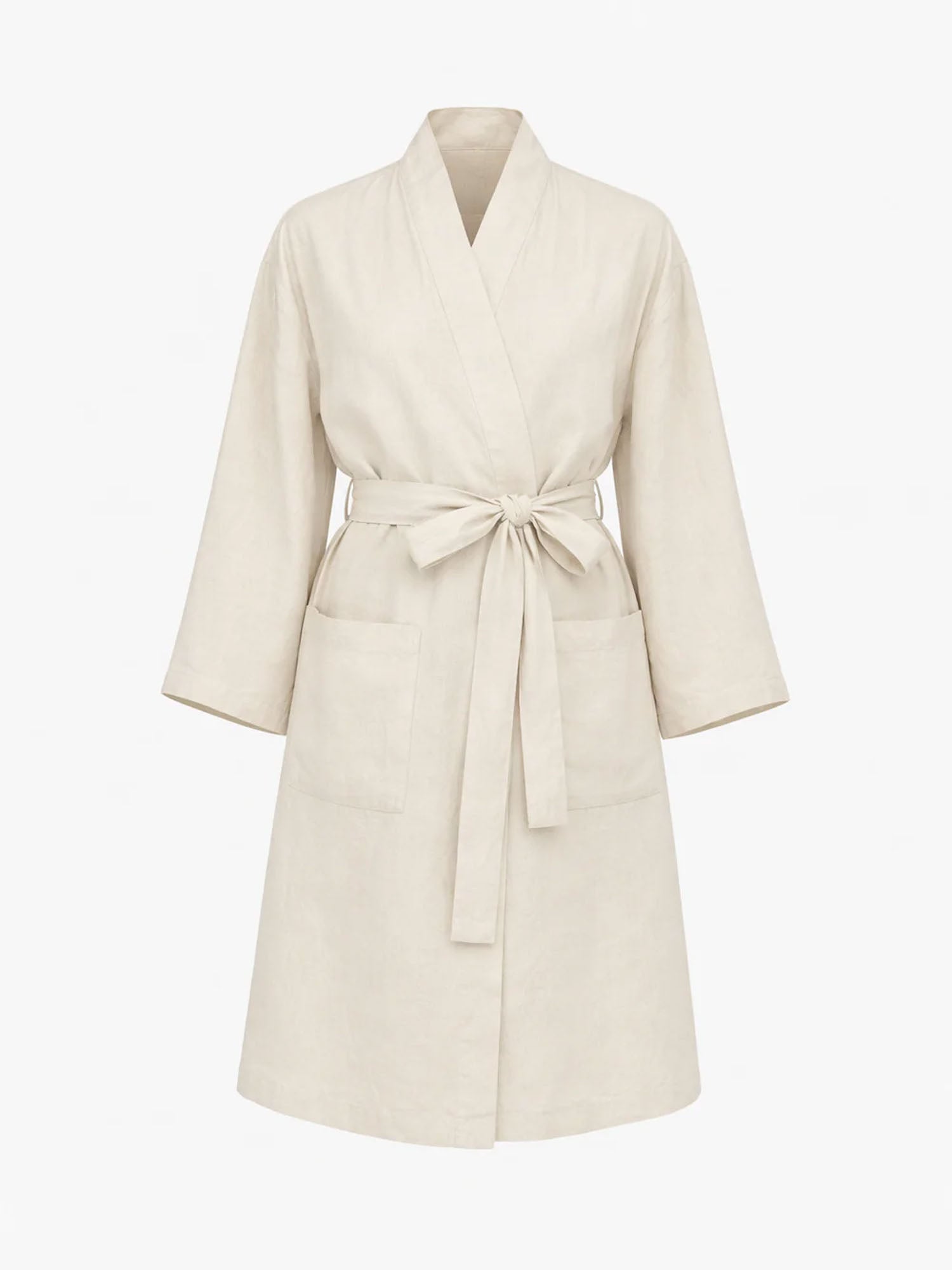 Linen Robe - Dove Grey