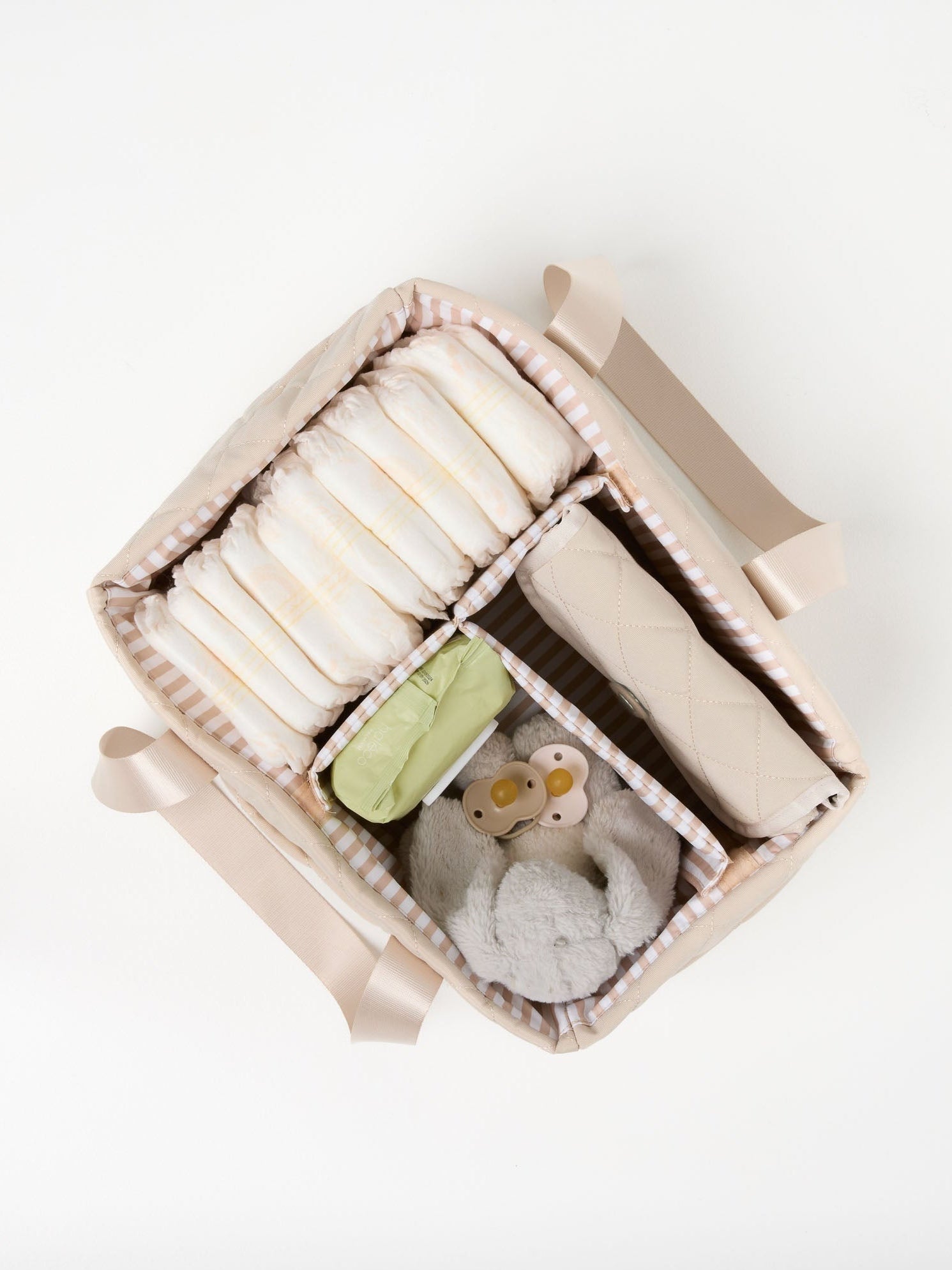 Sand Quilted Nappy Caddy quilted nappy caddy for organising nursery and baby change essentials 100% pure linen baby bedding