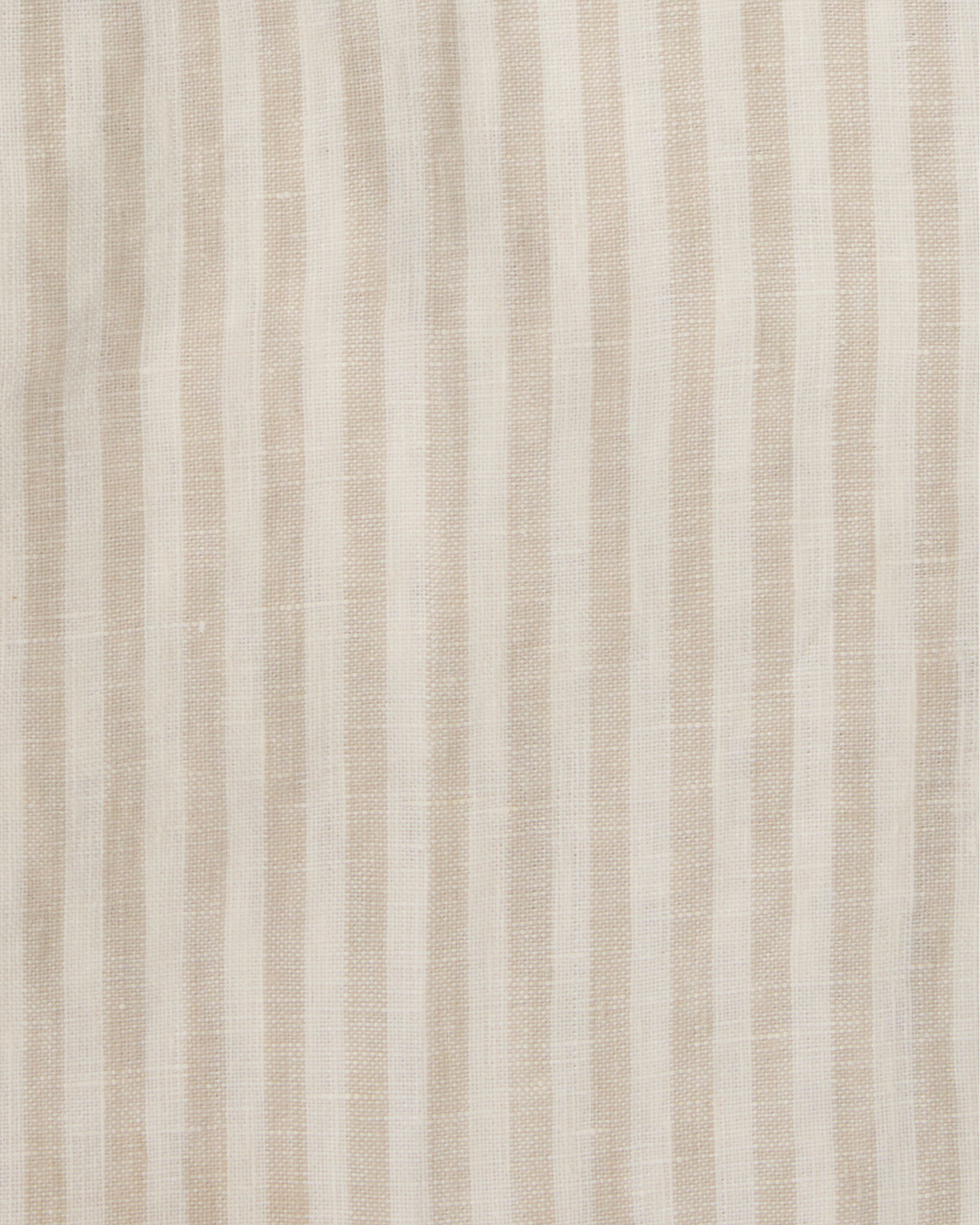 Close up of soft stripe 100% flax european linen in natural stripe
